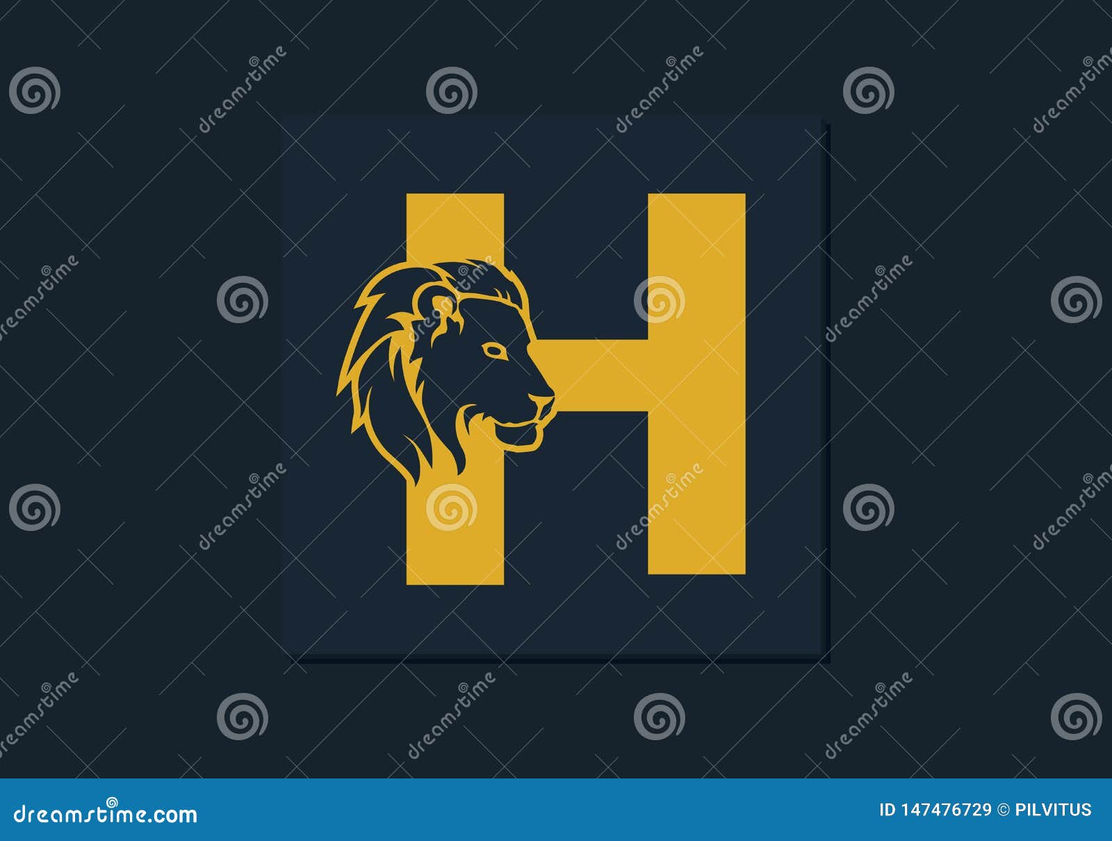 lion head inside letter h. abstract, creative emblem for logotype, brand identity, company, corporate, entity name. modern simple