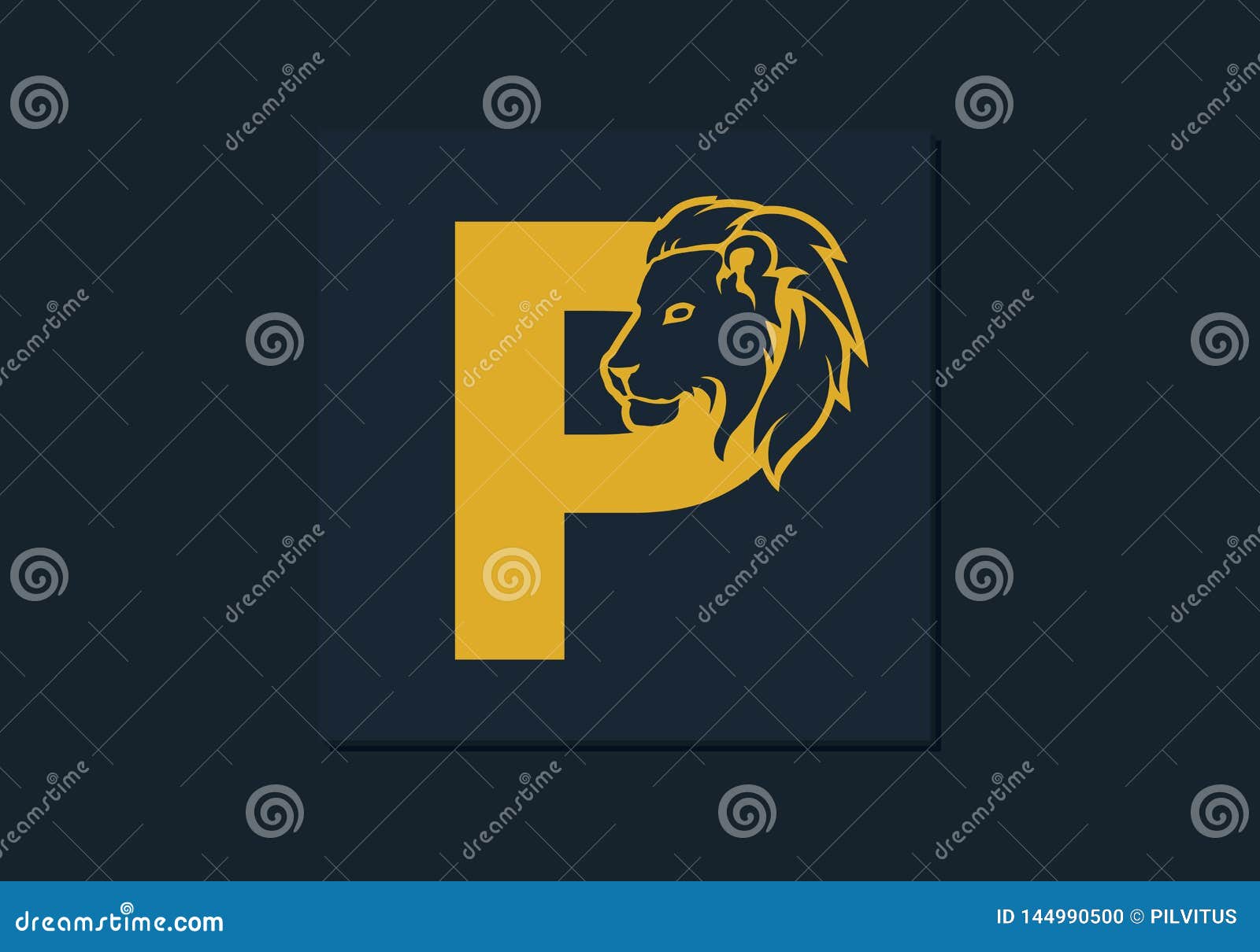 Lion Head Inside Letter P. Abstract, Creative Emblem For Logotype, Brand Identity, Company ...