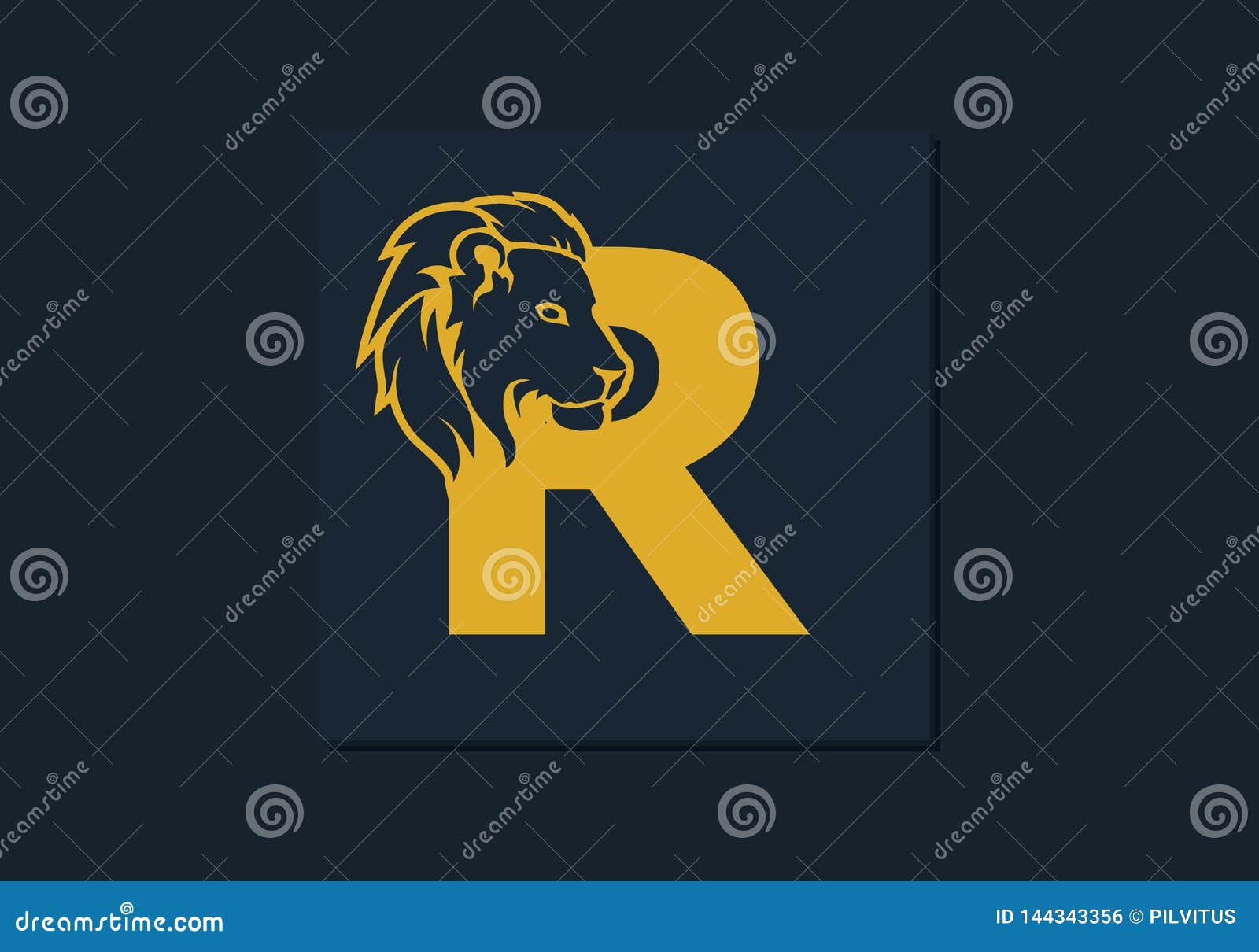 lion head inside letter r. abstract, creative emblem for logotype, brand identity, company, corporate, entity name. modern simple
