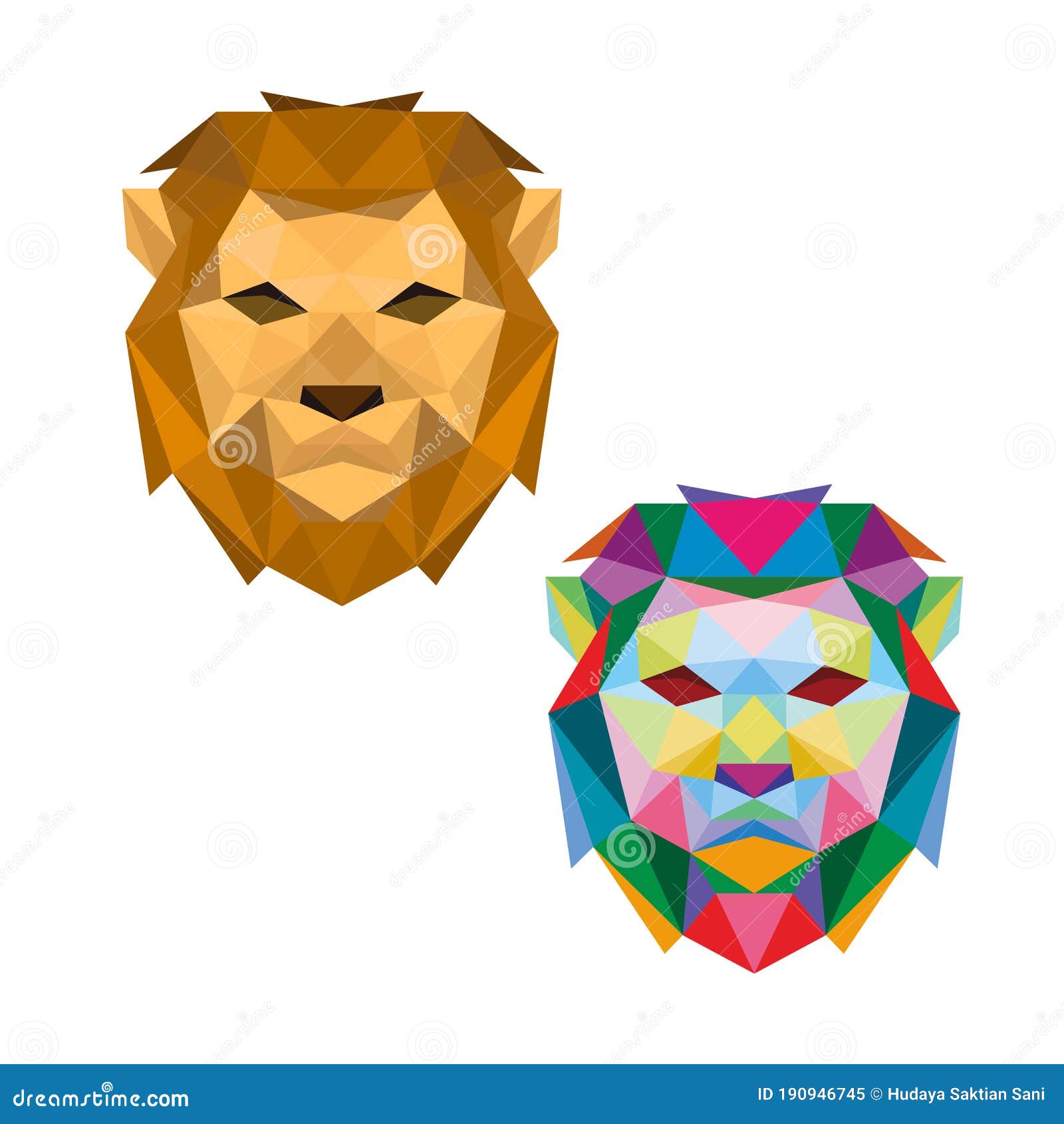 lion head with polygonal geometric style