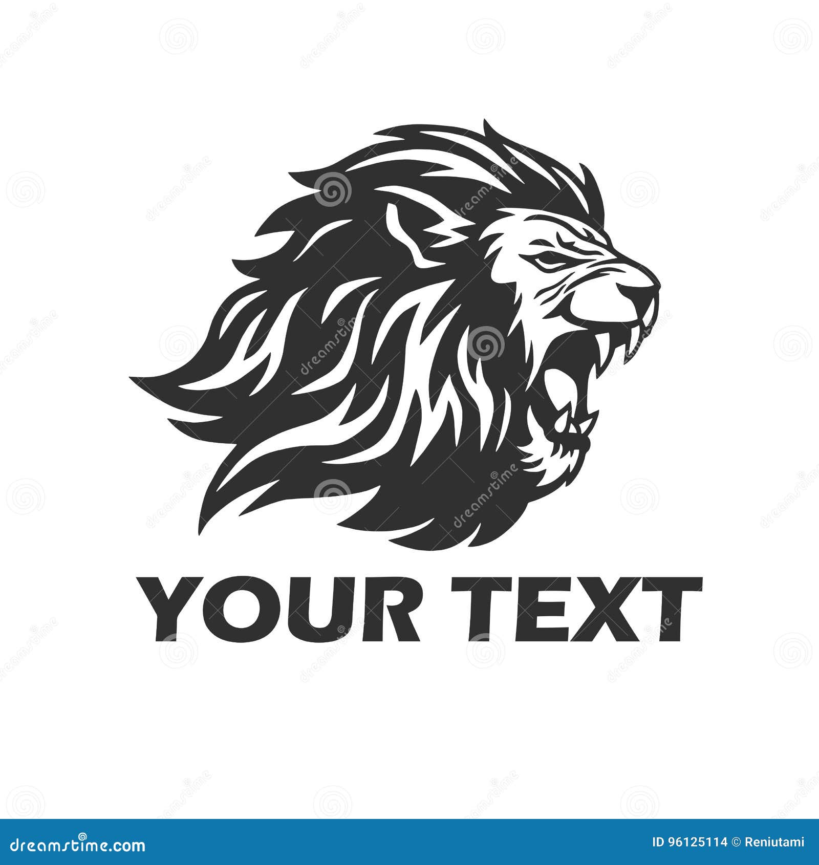 lion head roaring. mascot logo template 