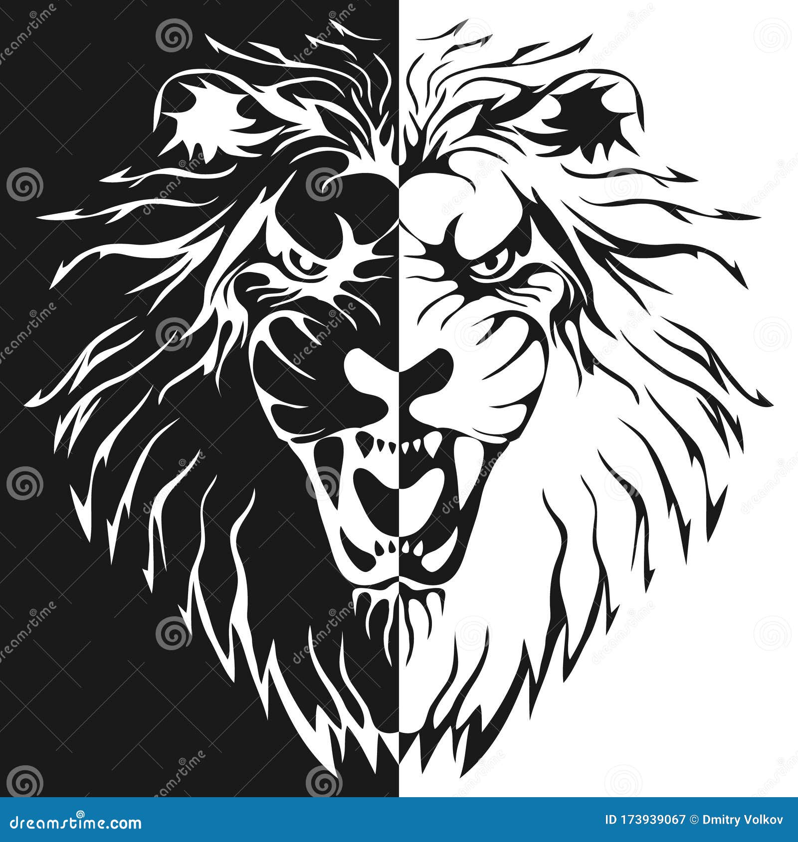 Lions Face Black And White