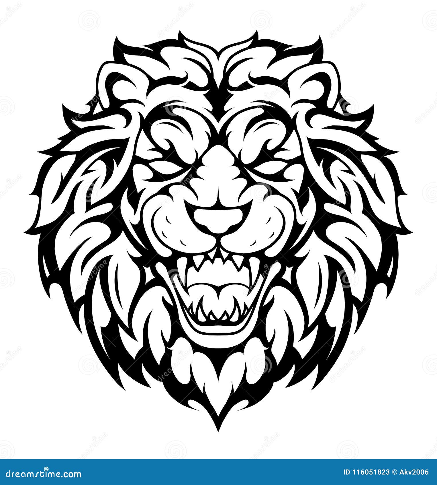 Lion Head Tribal Tattoo Stock Vector Illustration Of Black 116051823