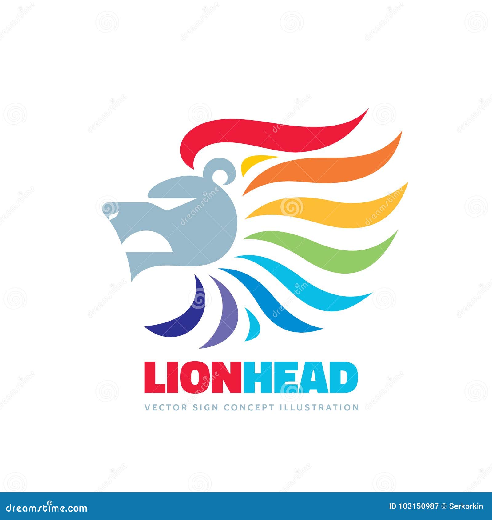 lion head -  logo template concept . abstract positive colorful creative sign. graphic  