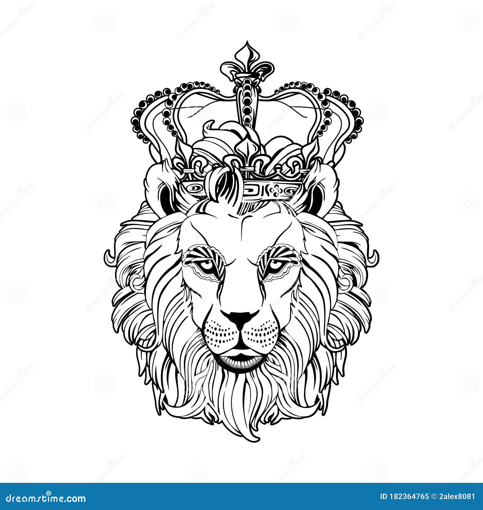 Lion Head on a White Background, a Lion King Stock Vector - Illustration of  majestic, black: 182364765