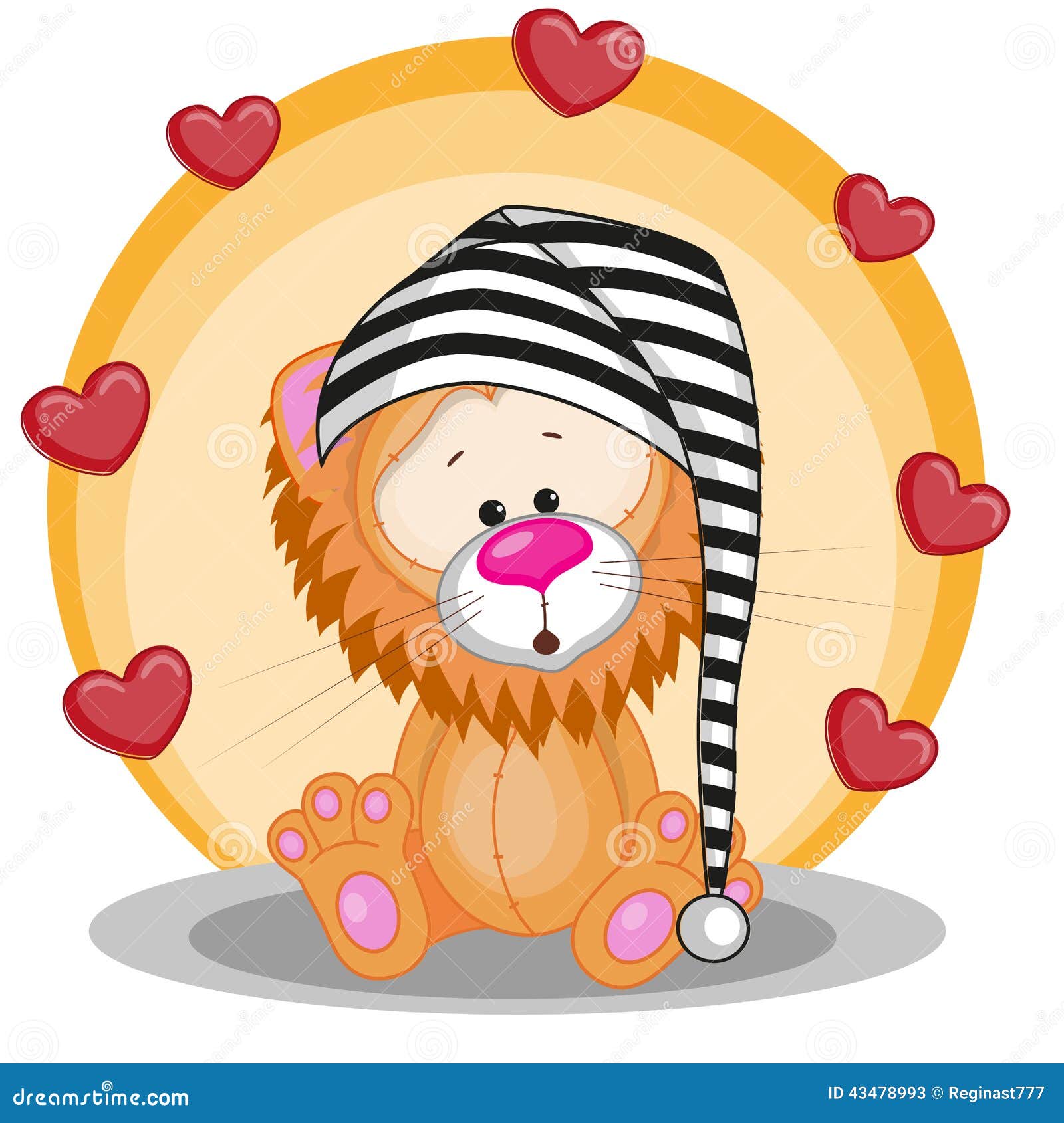 Lion with hearts stock vector. Illustration of greeting 43478993