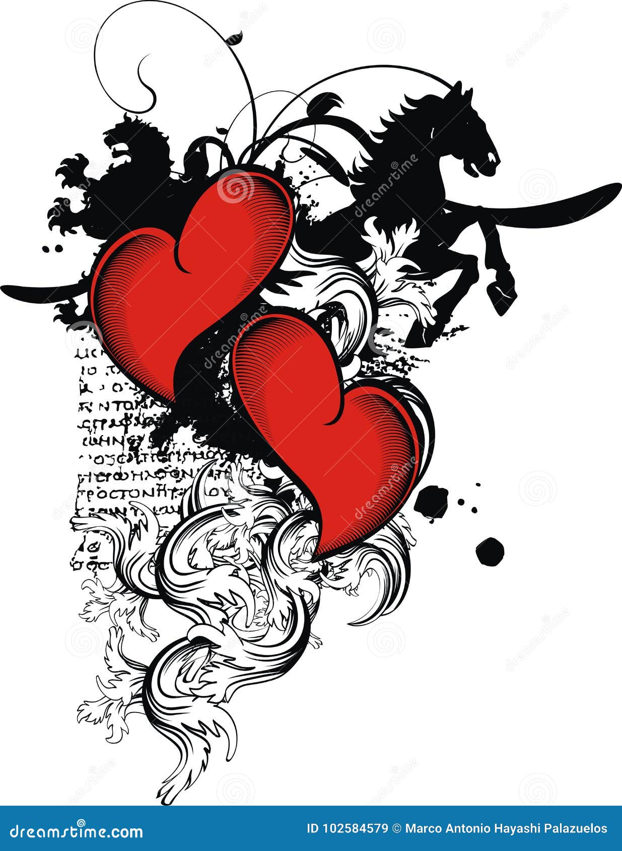 Love Heart Horses Tattoo Idea