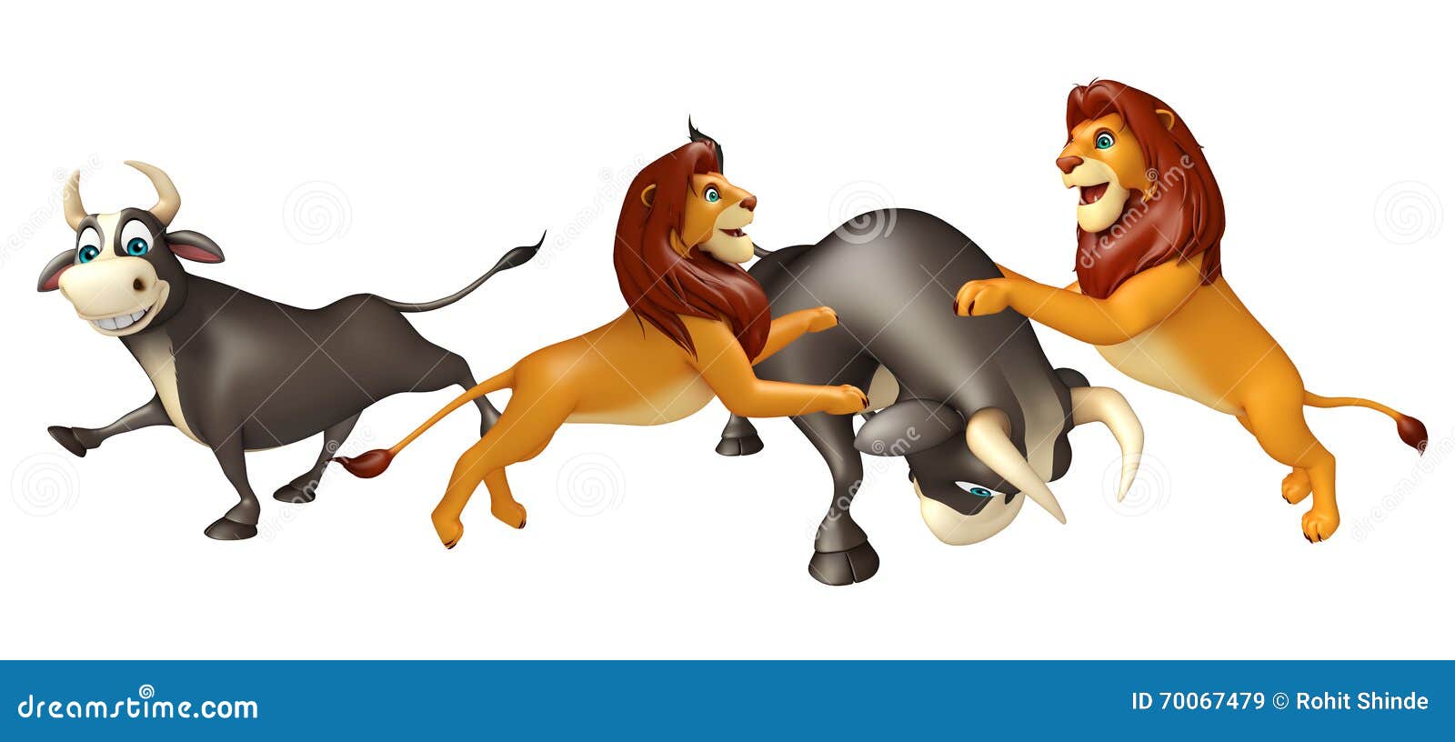 Lion hunting Bull stock illustration. Illustration of collection 70067479