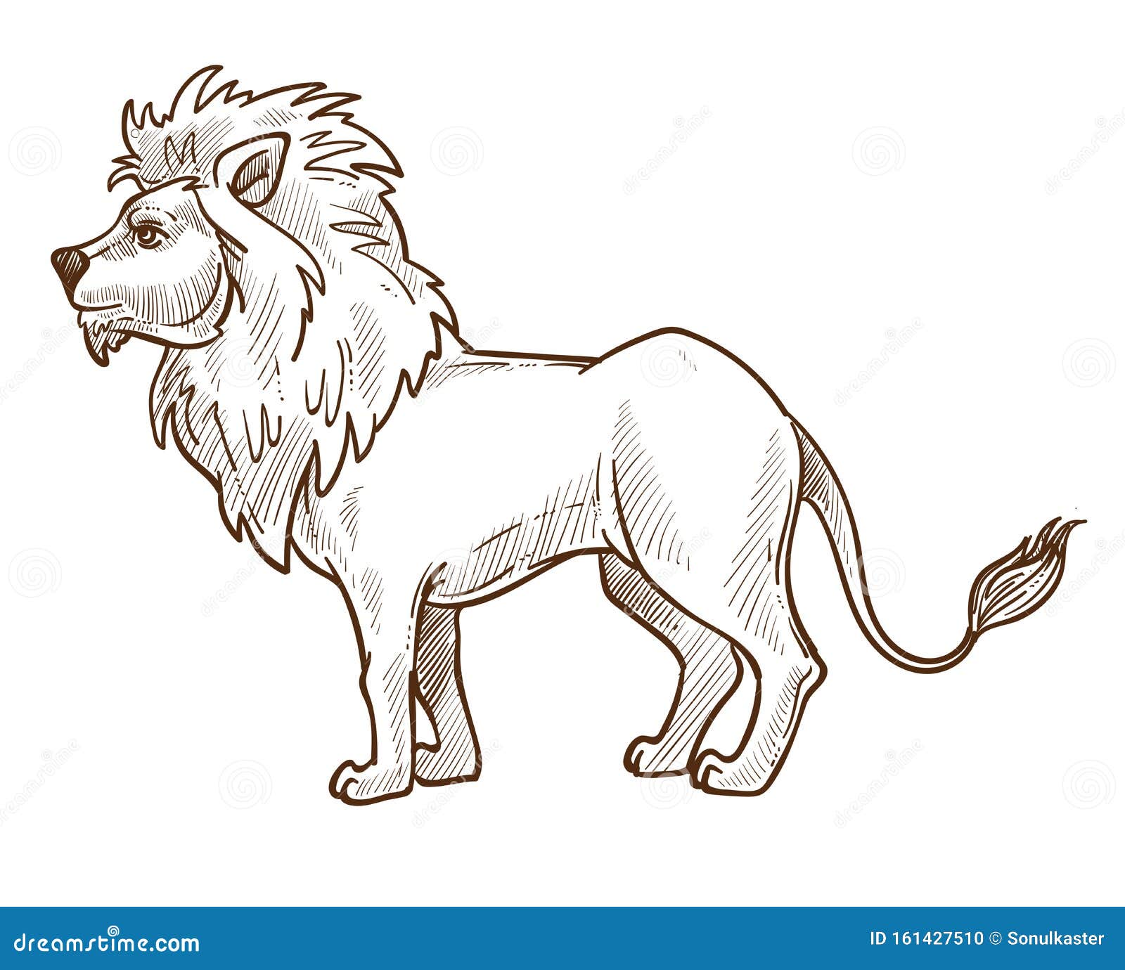 Wild Cat, Lion Isolated Sketch, African Fauna Animal Stock Vector ...