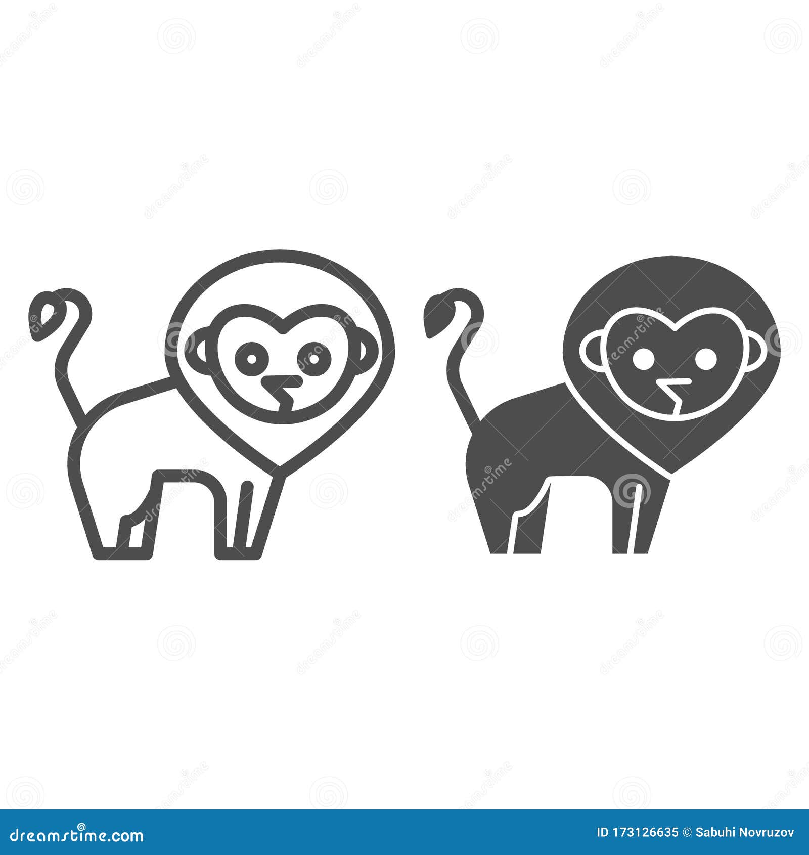 lion line and solid icon. minimalistic style silhouette of standing wild nature animal. animals   concept