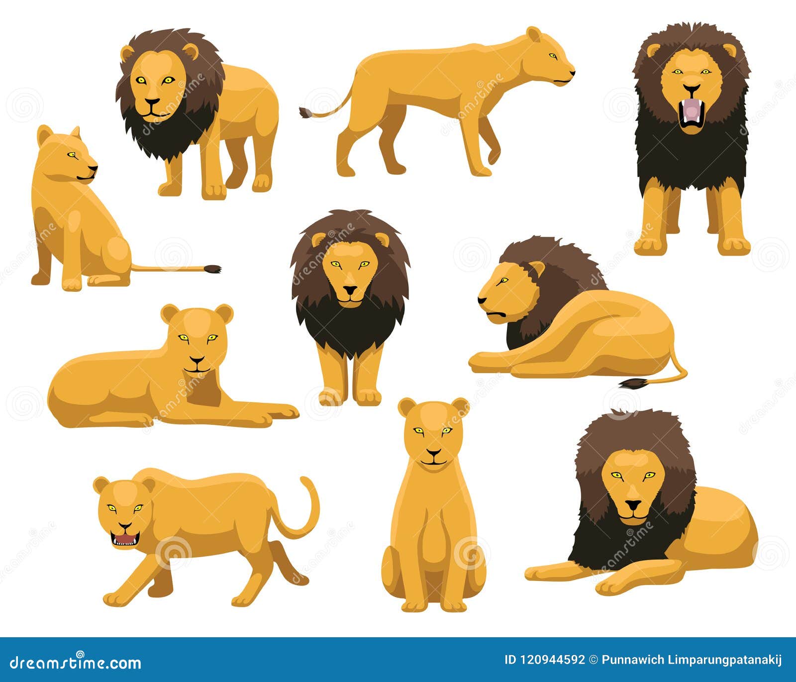 Lion and Lioness Cartoon Vector Illustration Stock Vector ...