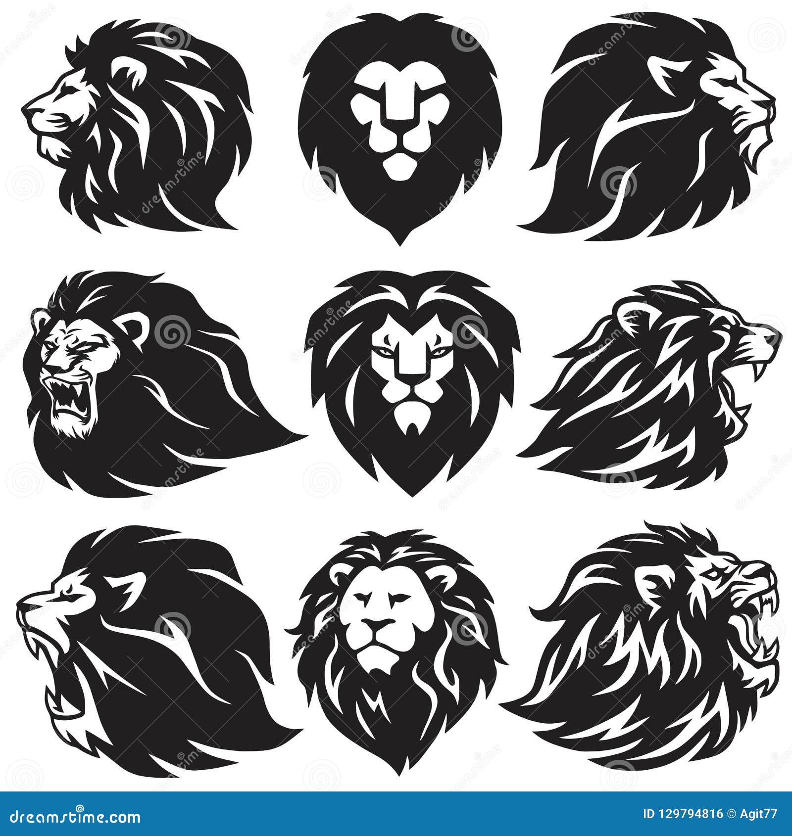 lion logo set collection. premium    emblem icons