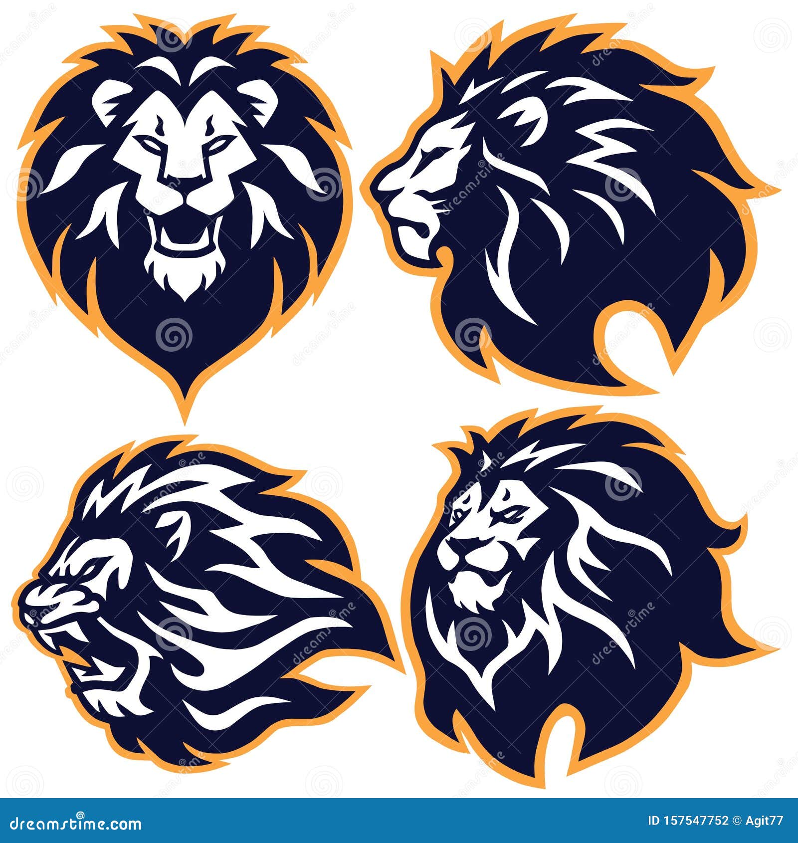 Lion Logo Set Collection. Premium Design Vector Mascot Illustration Pack  Stock Vector - Illustration of badge, identity: 157547752