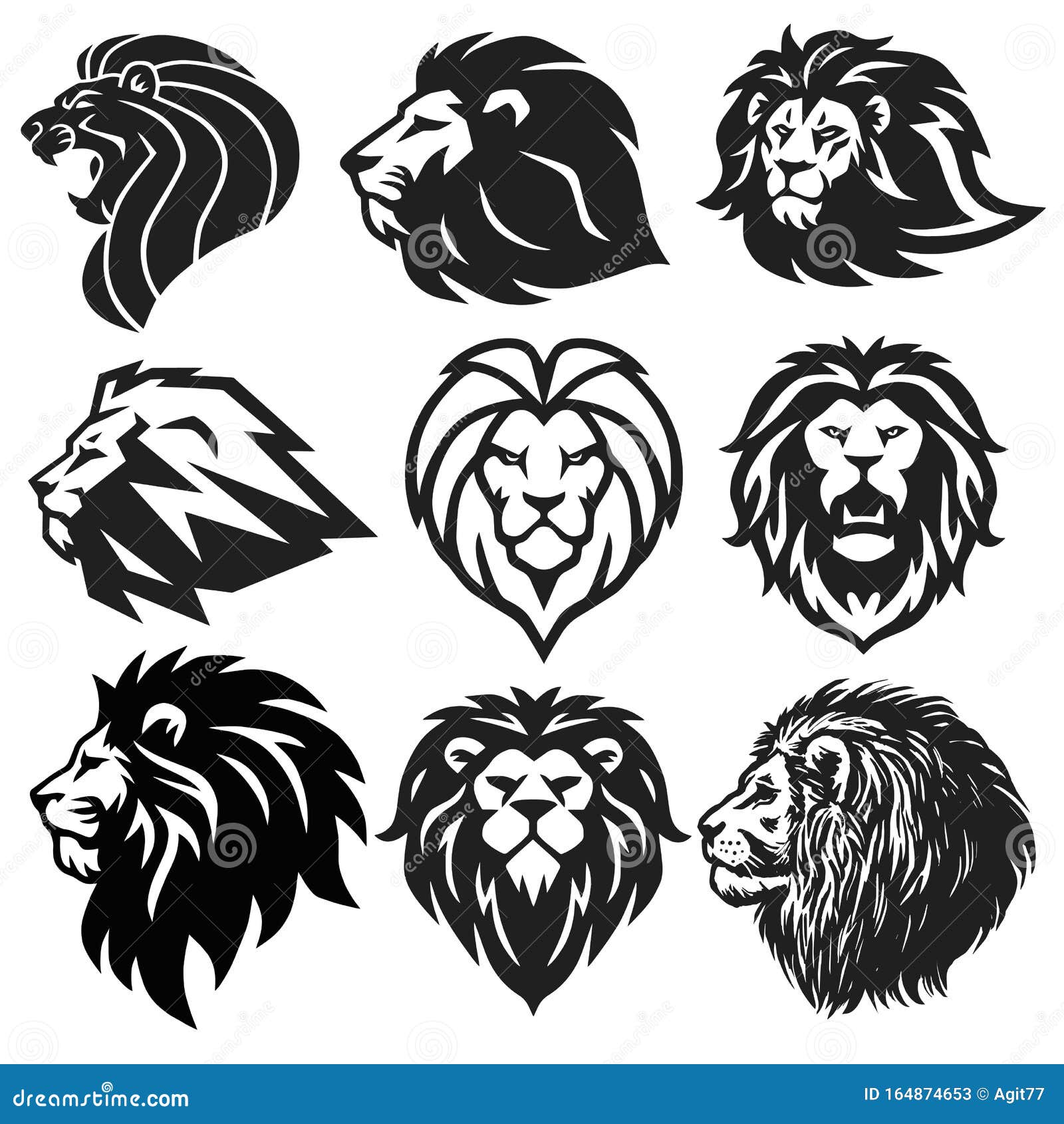 Lion Logo Set Collection. Premium Design Vector Illustration Icon Stock  Vector - Illustration of emblem, head: 164874653