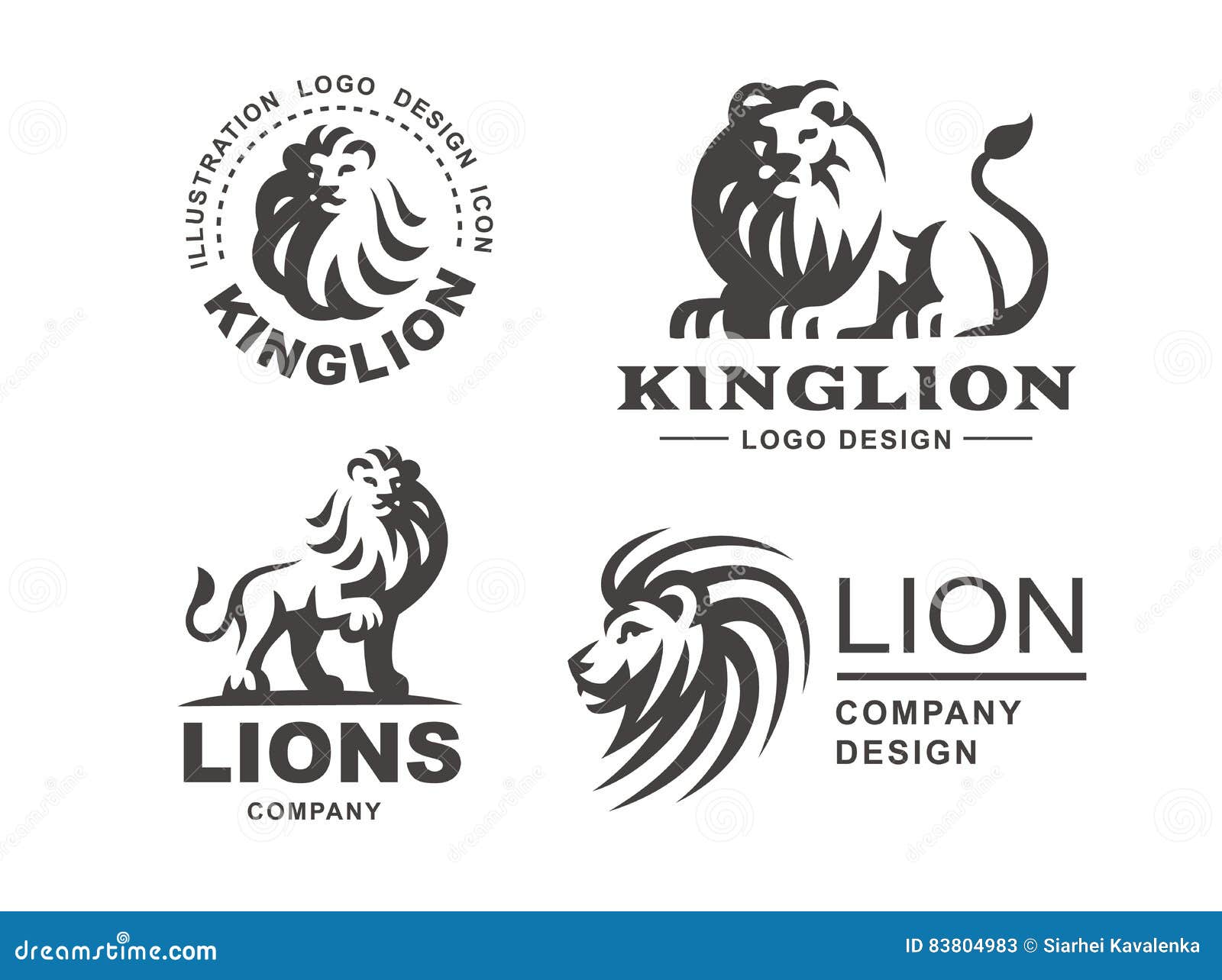 Lion Logo Set Vector Illustration, Emblem Design Stock Vector