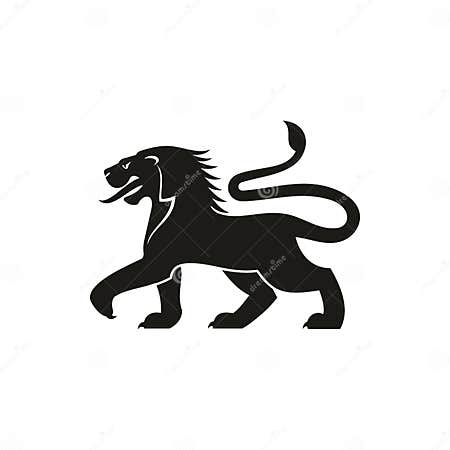 Lion with Long Tongue Heraldry Animal Black Dragon Stock Vector ...