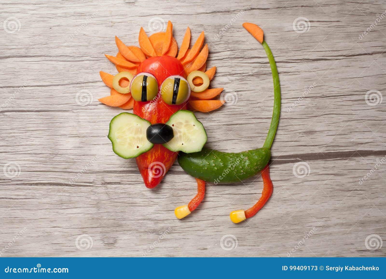 Lion Made of Vegetables on Wooden Background Stock Image - Image of food,  organic: 99409173
