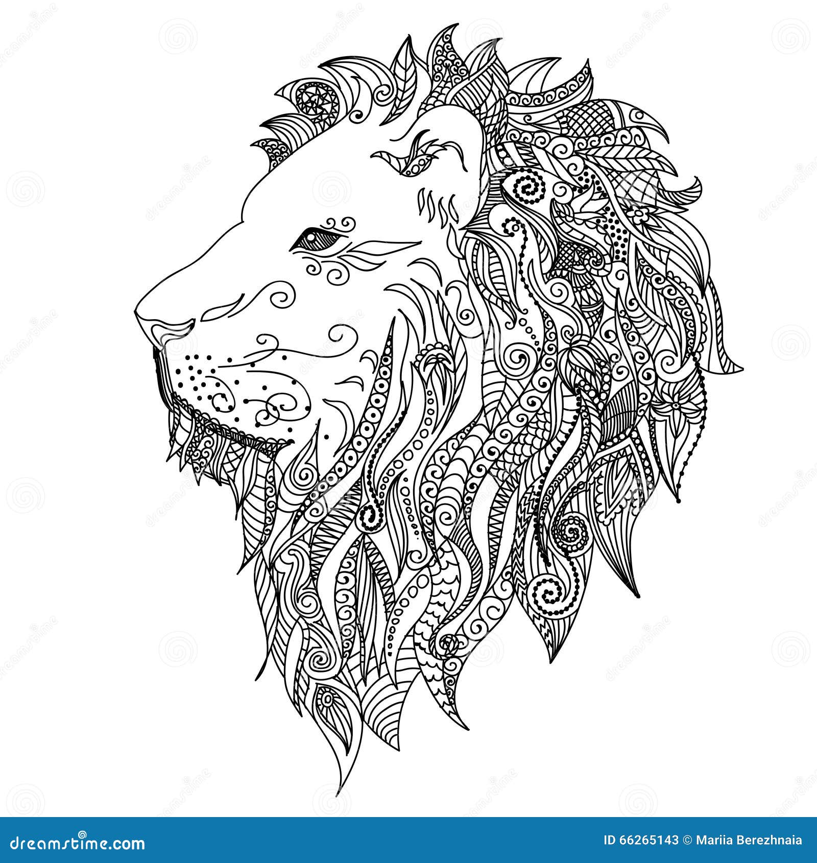 Lion. Mehndi Tattoo Doodles Style. Stock Vector