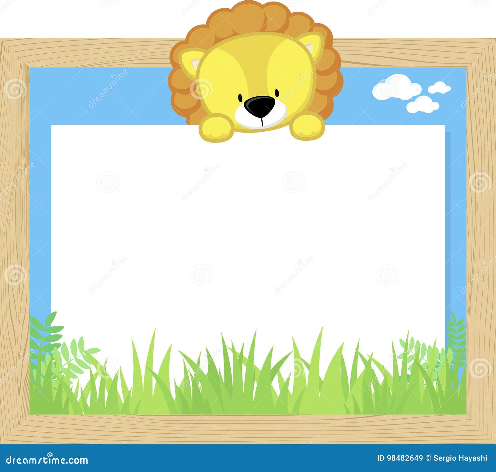 Lion Mignon De Bebe Et Conseil Vide Illustration De Vecteur Illustration Du Signe Nature