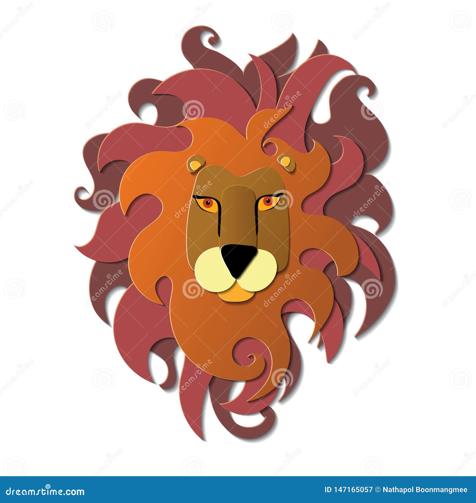 Lion Paper Cut Isolated on White Background Vector Stock Vector Illustration of white