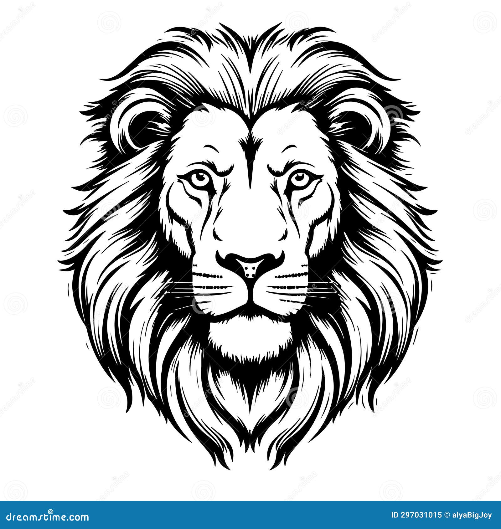 Lion Portrait Face Lion Head Sketch Hand Drawn Engraving Style Wild ...