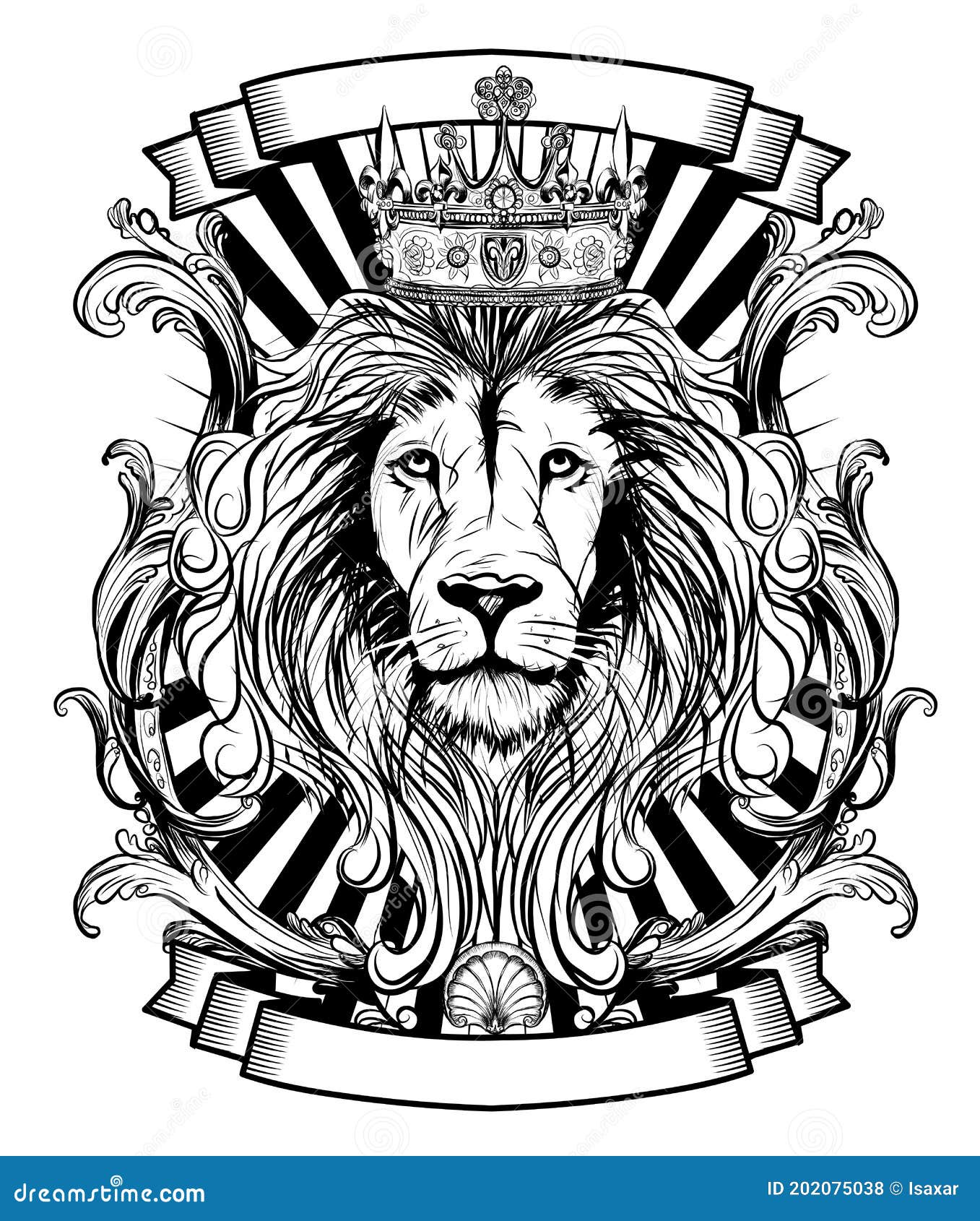 lion`s head blazon with crown