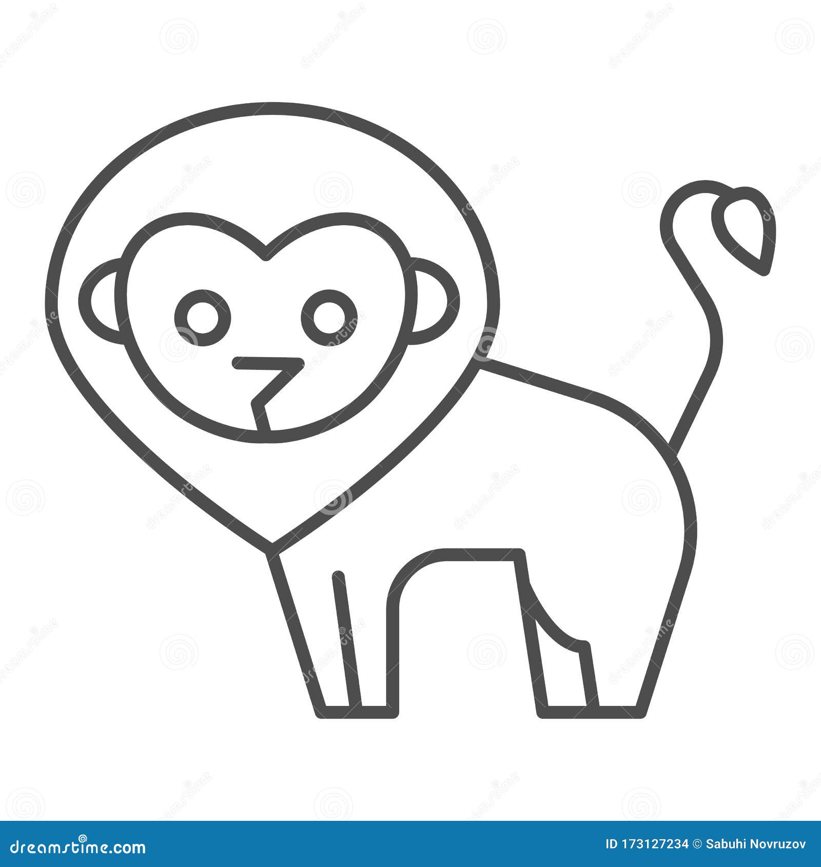 lion thin line icon. minimalistic style silhouette of standing wild nature animal. animals   concept