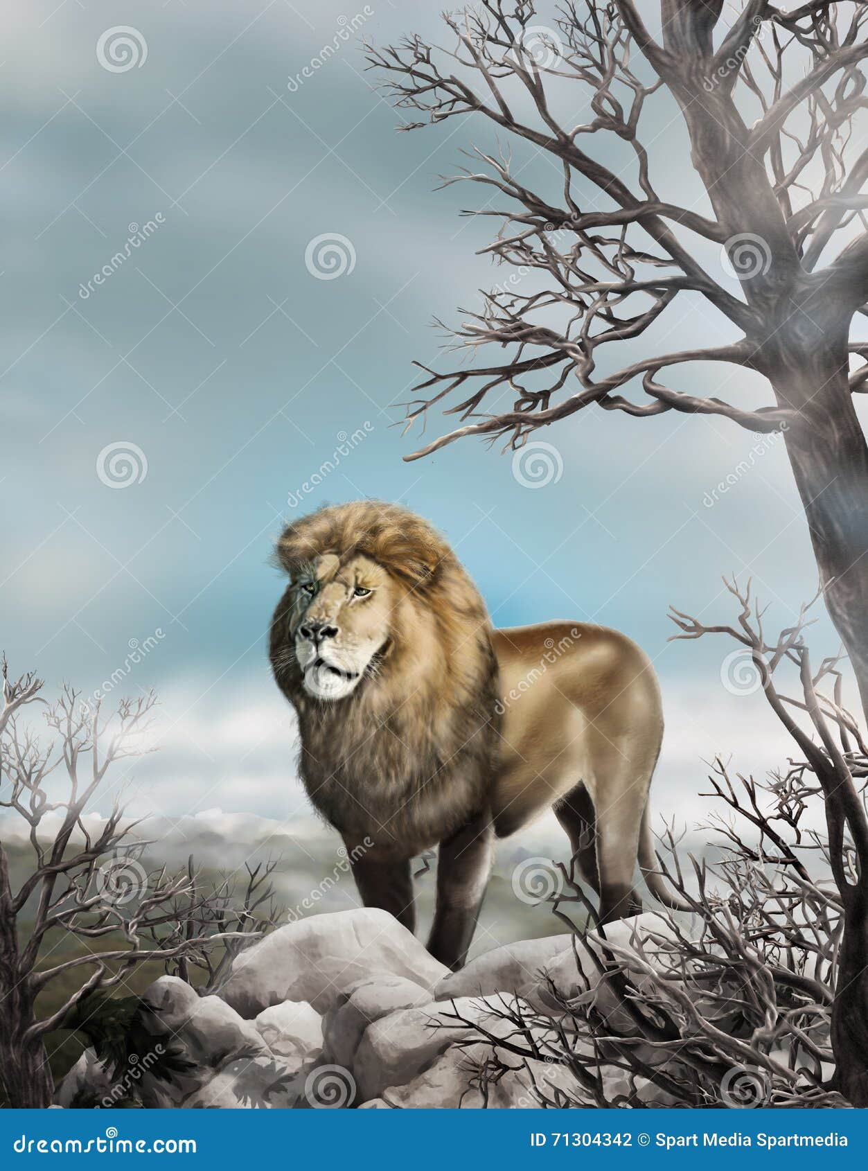 Lion King Oil Painting Wildlife Animals World Wallpaper Stock Illustration  - Illustration of park, national: 71304342