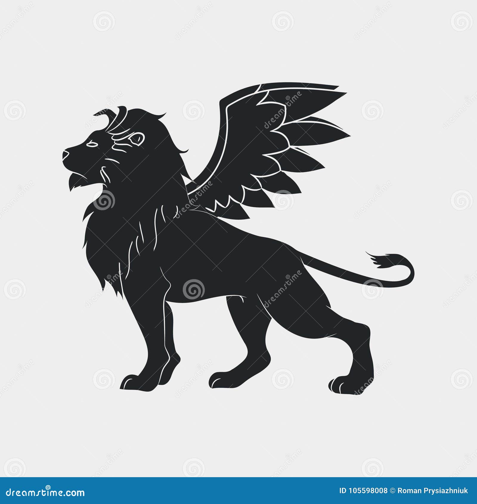 lion with wings icon. winged leo, logo template. .