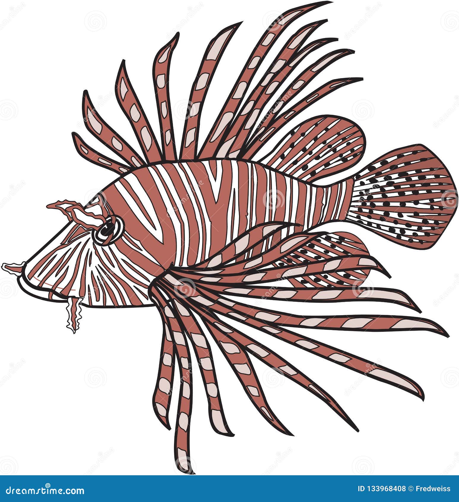 Download Lionfish Illustration stock vector. Illustration of venomous - 133968408