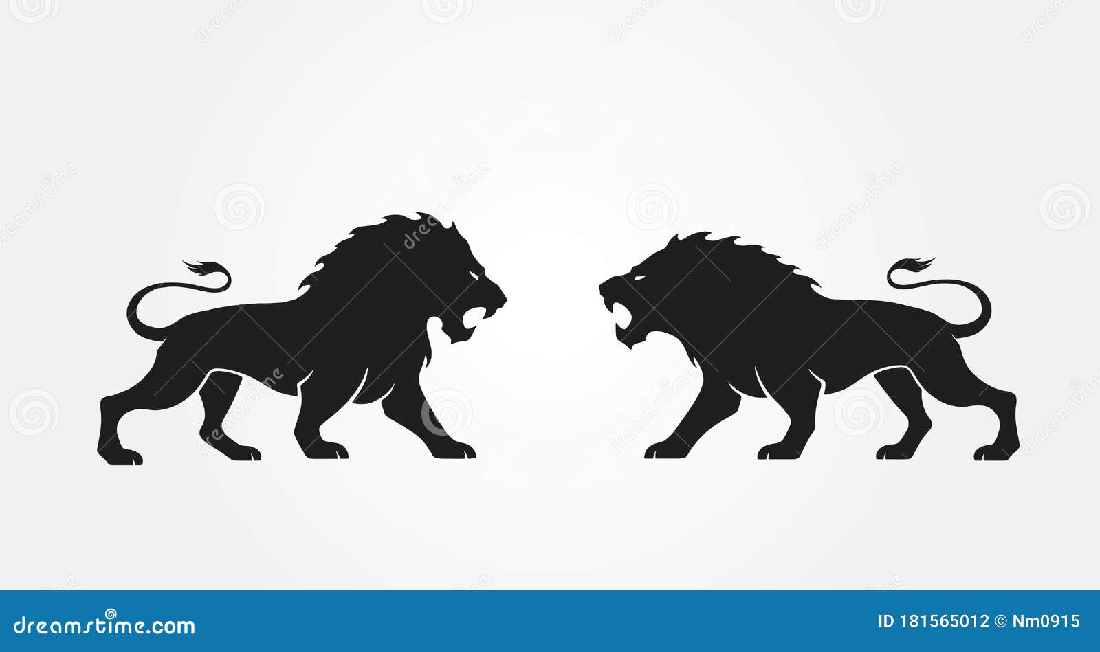 Lions Opposite Each Other. Vector Icon for Logo Stock Vector