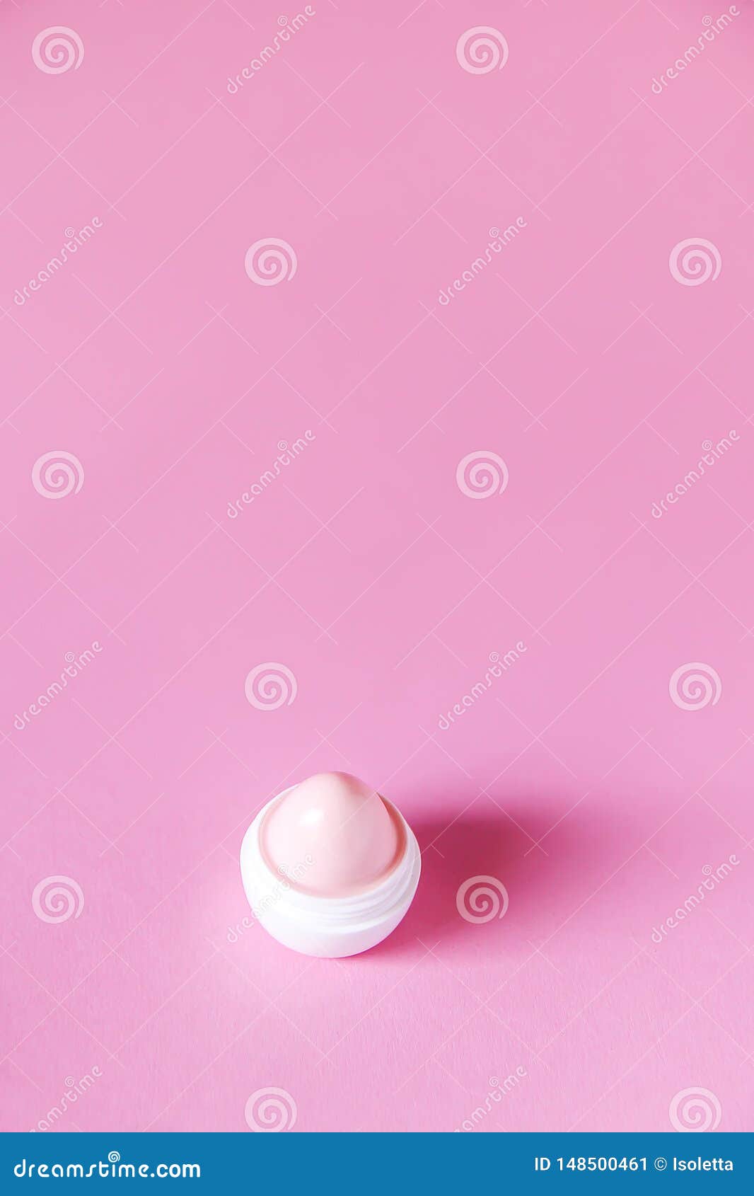 Lip Balm in Small White Plastic Container on Soft Pink Background Stock Image Image of
