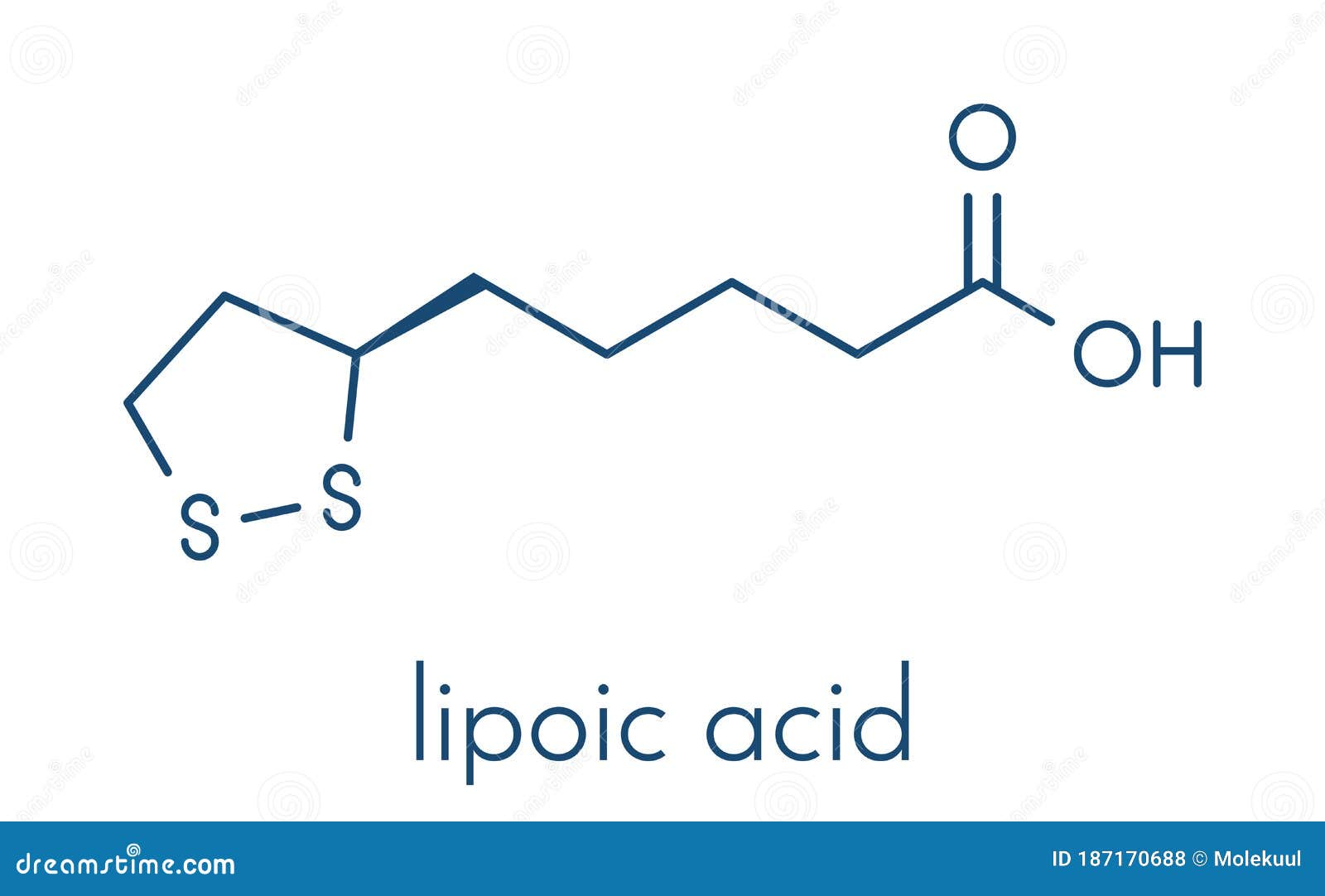 lipoic acid enzyme cofactor molecule. present in many nutritional supplements. believed to have anti-oxidant, anti-aging and.