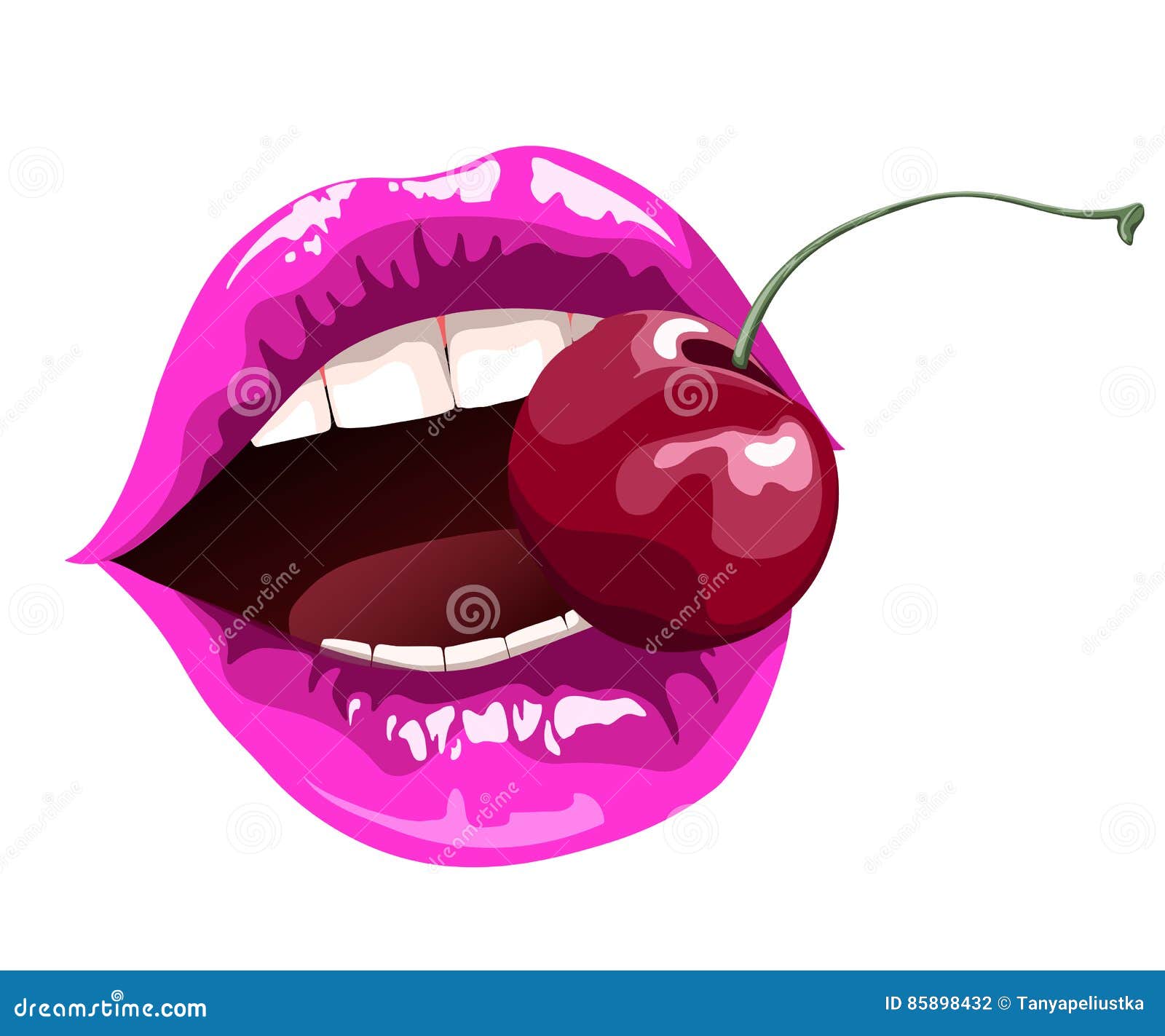 Lips with cherry stock vector. Illustration of isolated 85898432