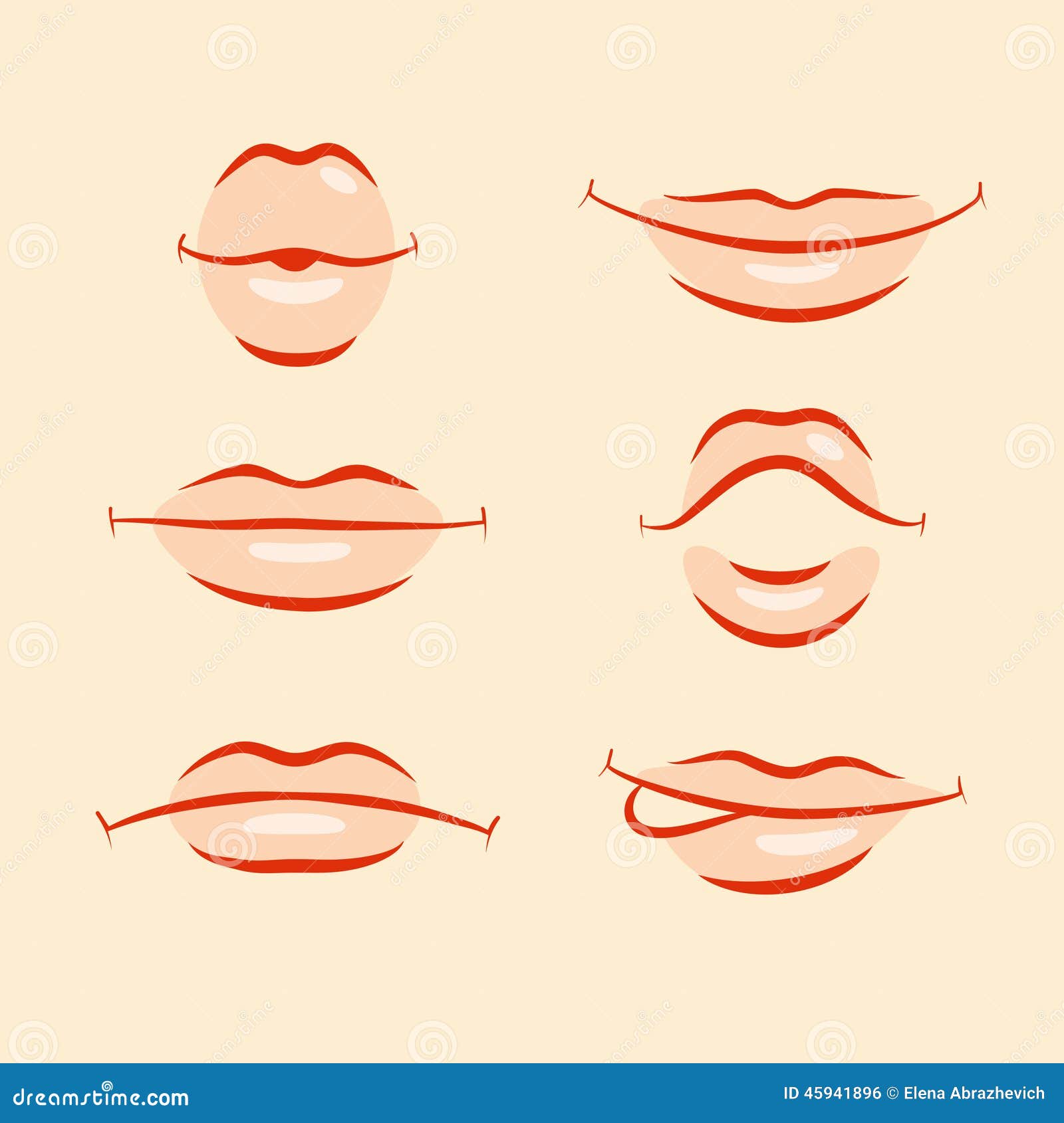 Lips emotions set stock vector. Illustration of kiss 45941896