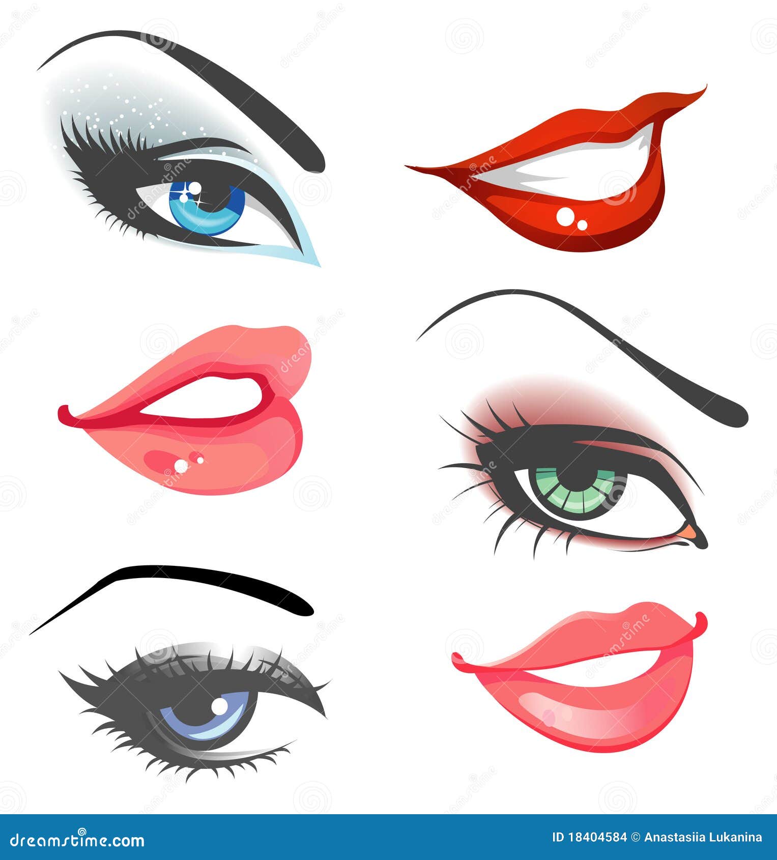 Lips & eyes set stock vector. Illustration of elegance 18404584