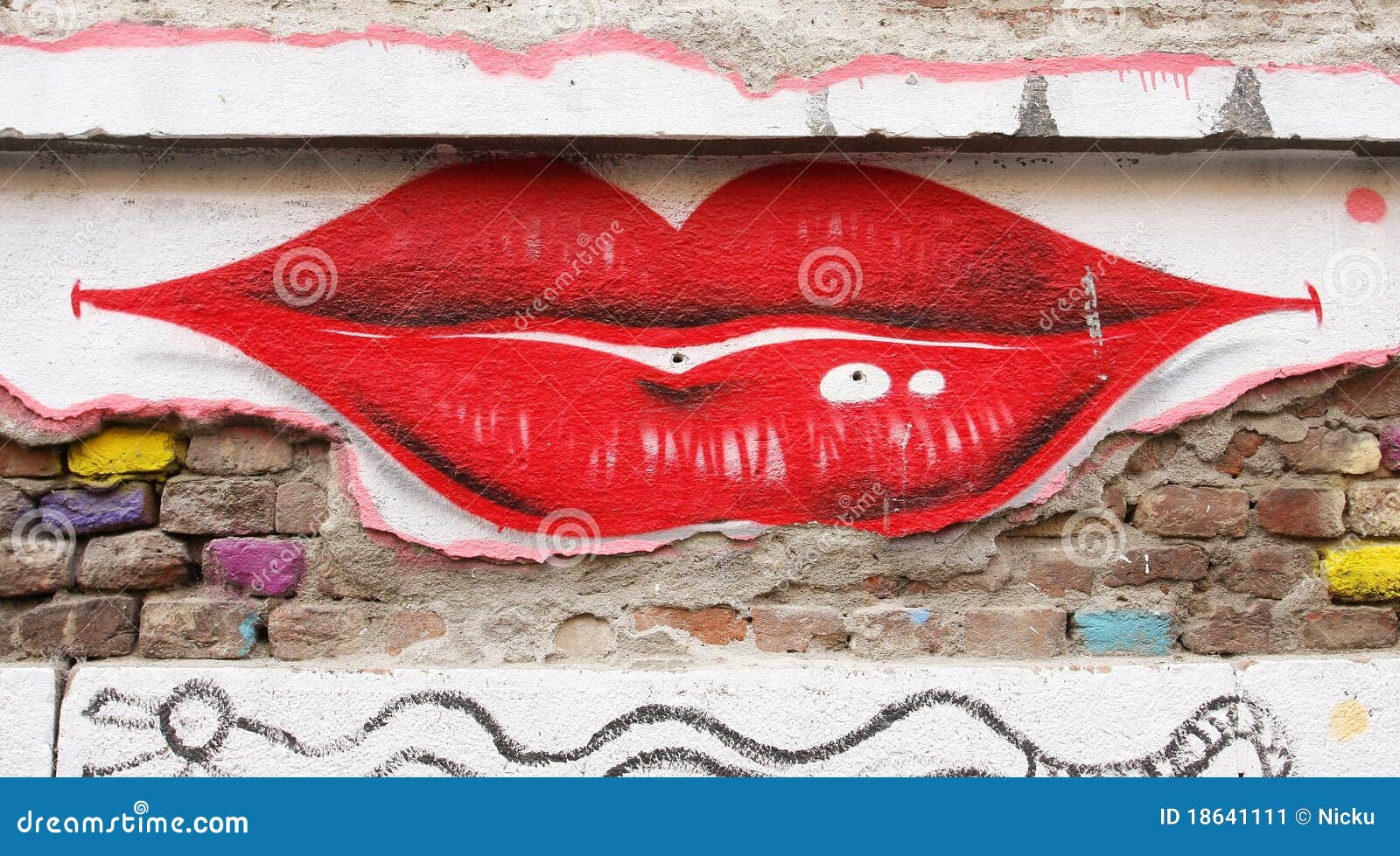 Lips graffiti editorial photo. Image of paint, drawing 18641111