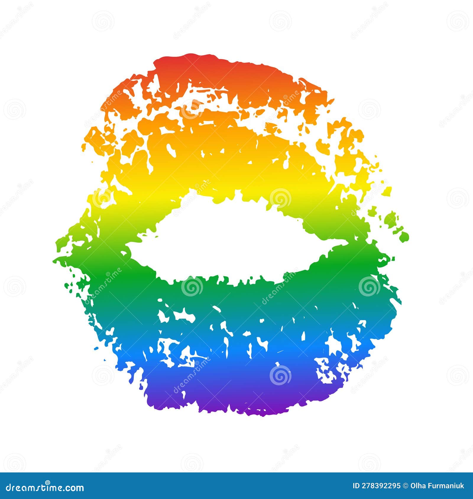 Lips Imprint LGBT Flag Rainbow Colors,hand Drawn Pride Month Traces ...