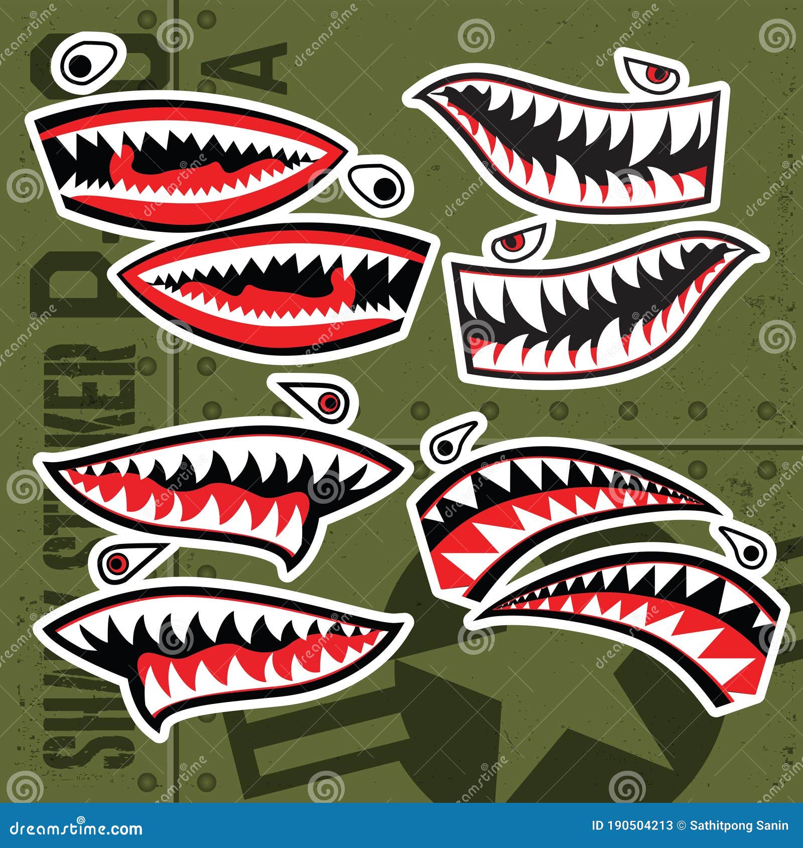 Download Flying Tiger Shark Mouth Sticker Vinyl On Green Background ...