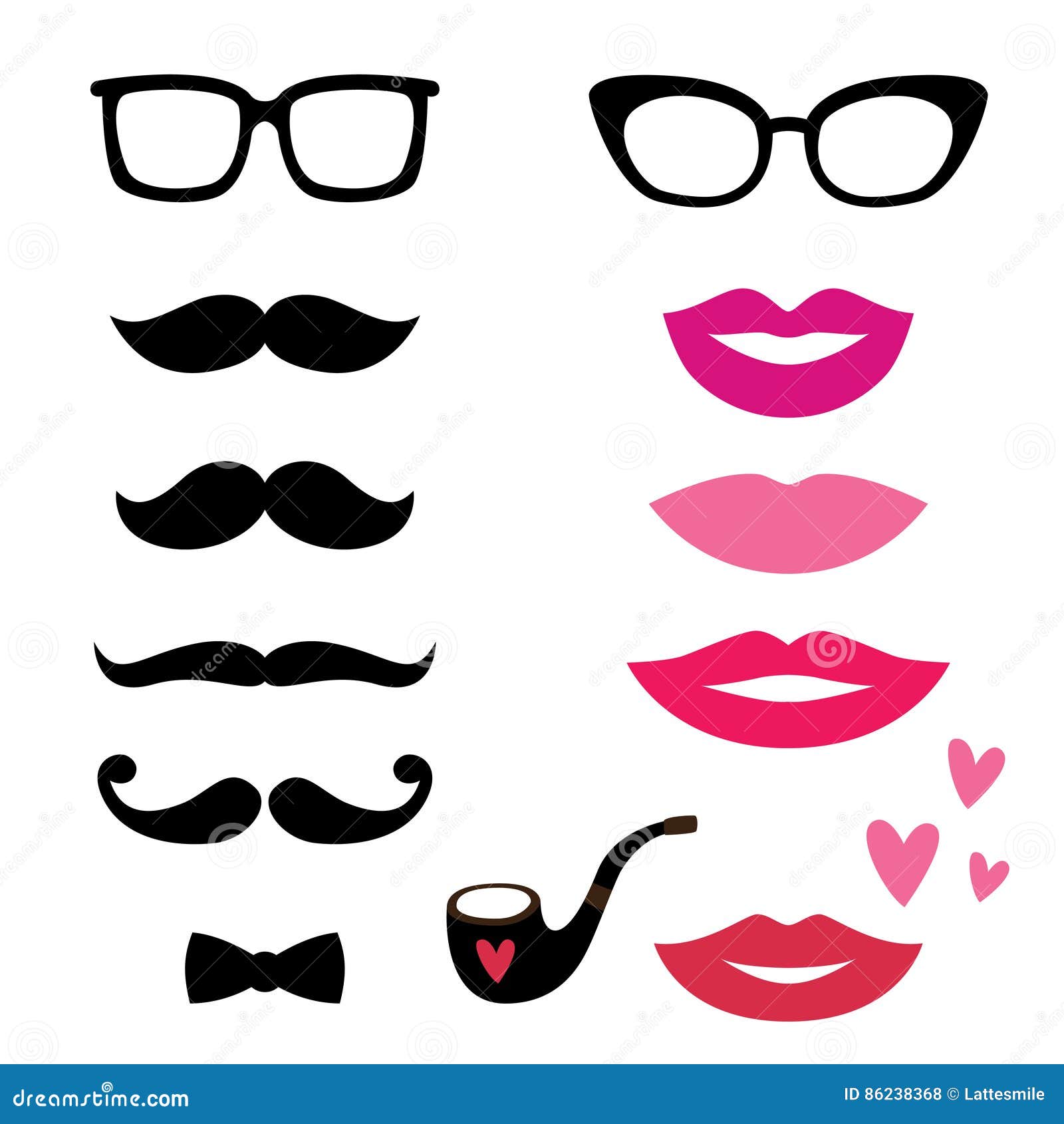 lips and mustaches set