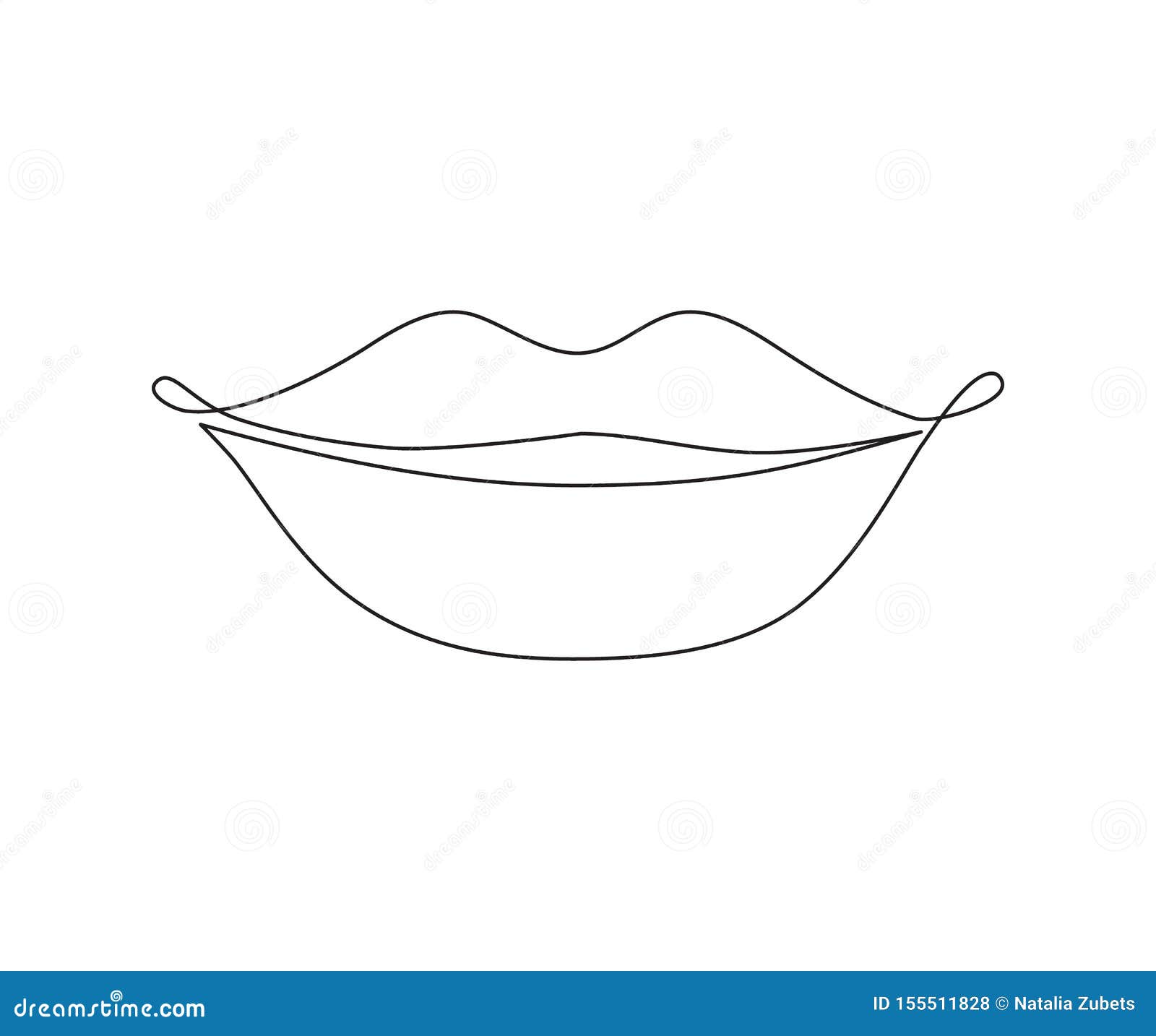 Lips One Line stock vector. Illustration of line, lovely 155511828