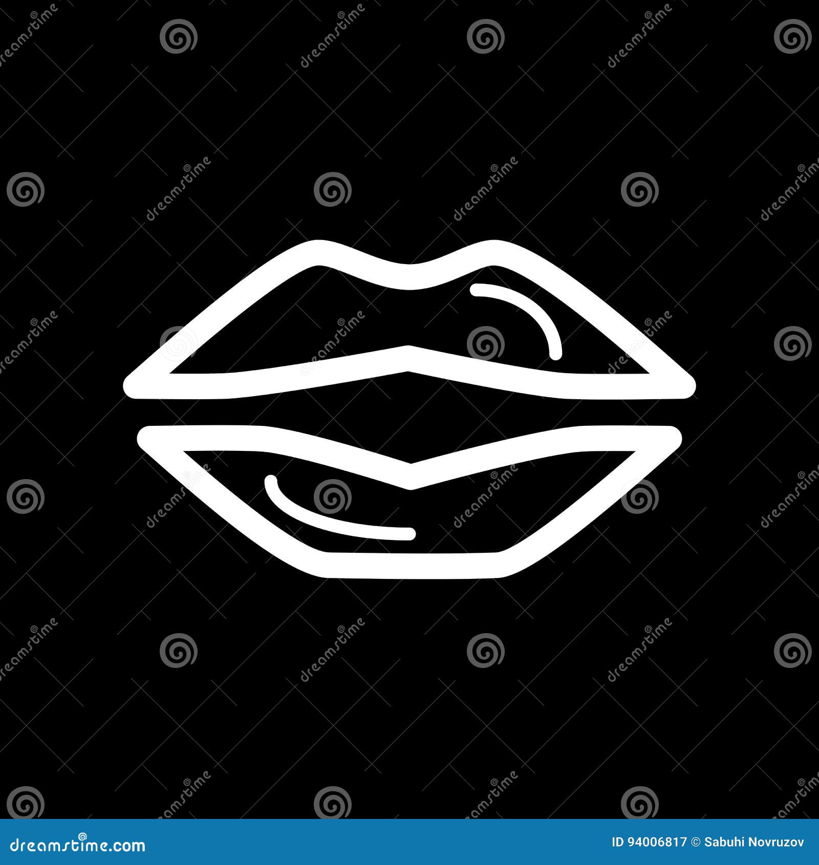 Lips Simple Vector Icon. Black and White Illustration of Lips. Outline