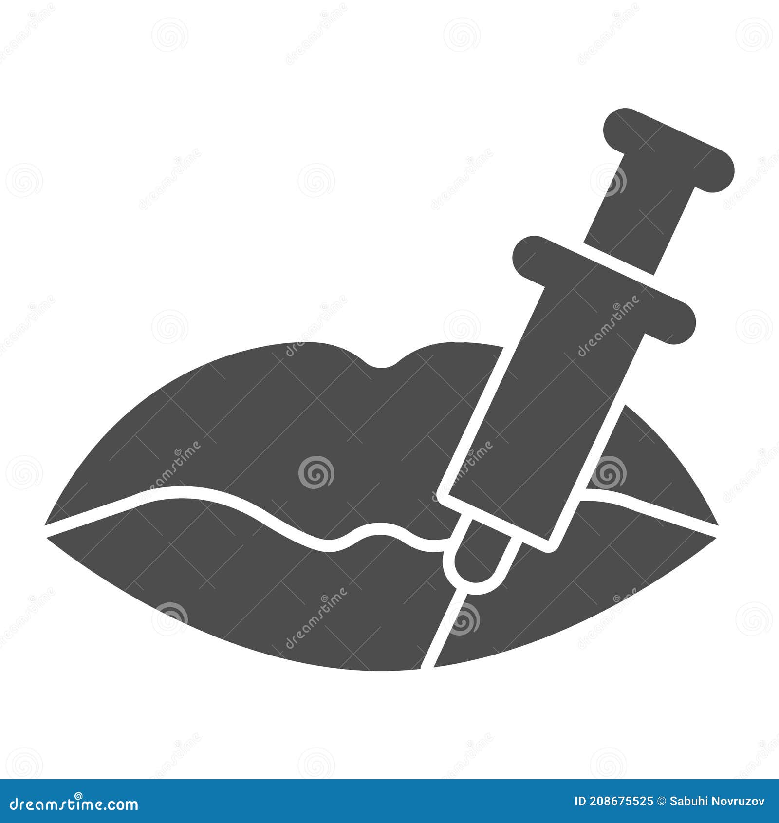 Lips And Syringe Thin Line Icon, Injections Concept, Botox Injection