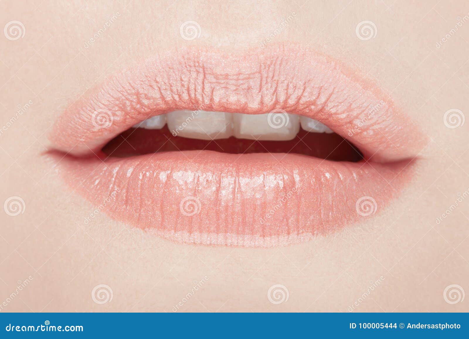 lips, woman mouth beauty closeup in natural pink color