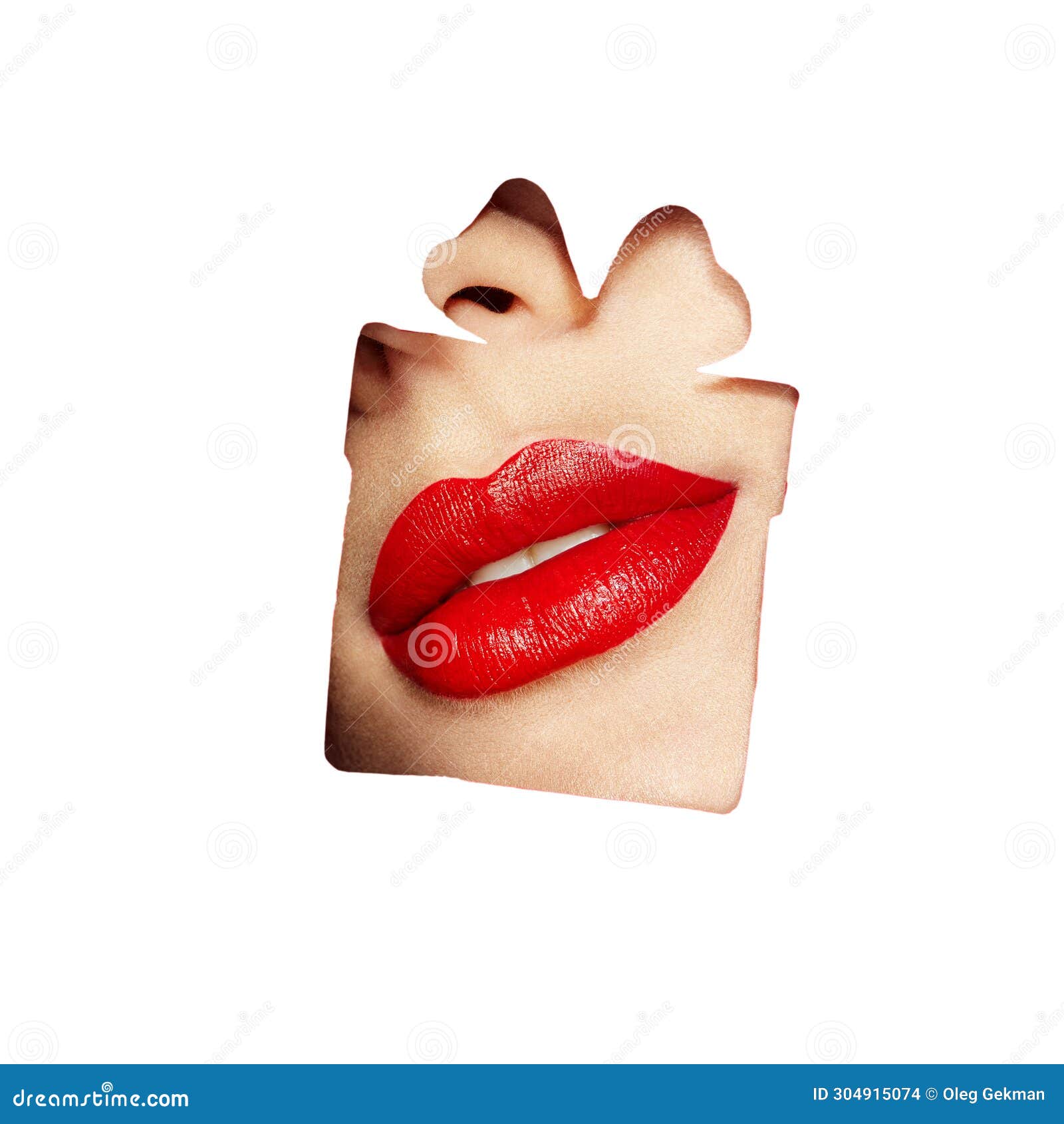 Lips of a Young Beautiful Woman with a Red Lipstick Stock Photo - Image ...