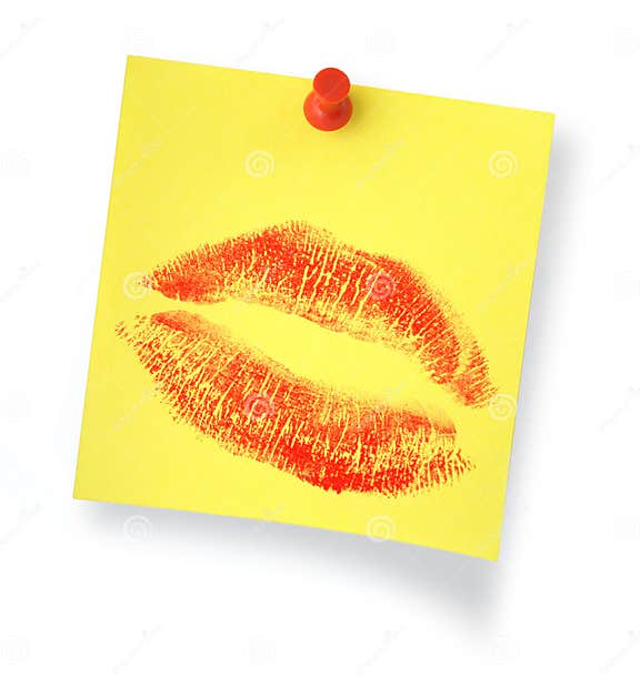 Lipstick kiss on notepaper stock photo. Image of smear 4242152