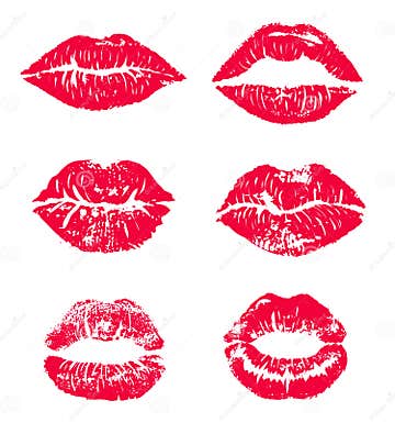 Lipstick Kiss Print Isolated Vector Set. Red Vector Lips Set. Different ...