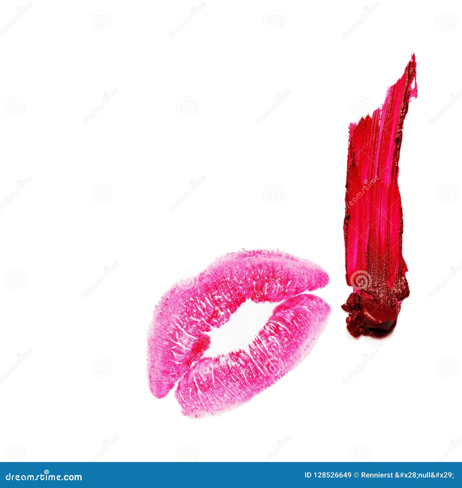 Lipstick Kiss and Smear Isolated on a White Background Stock Image
