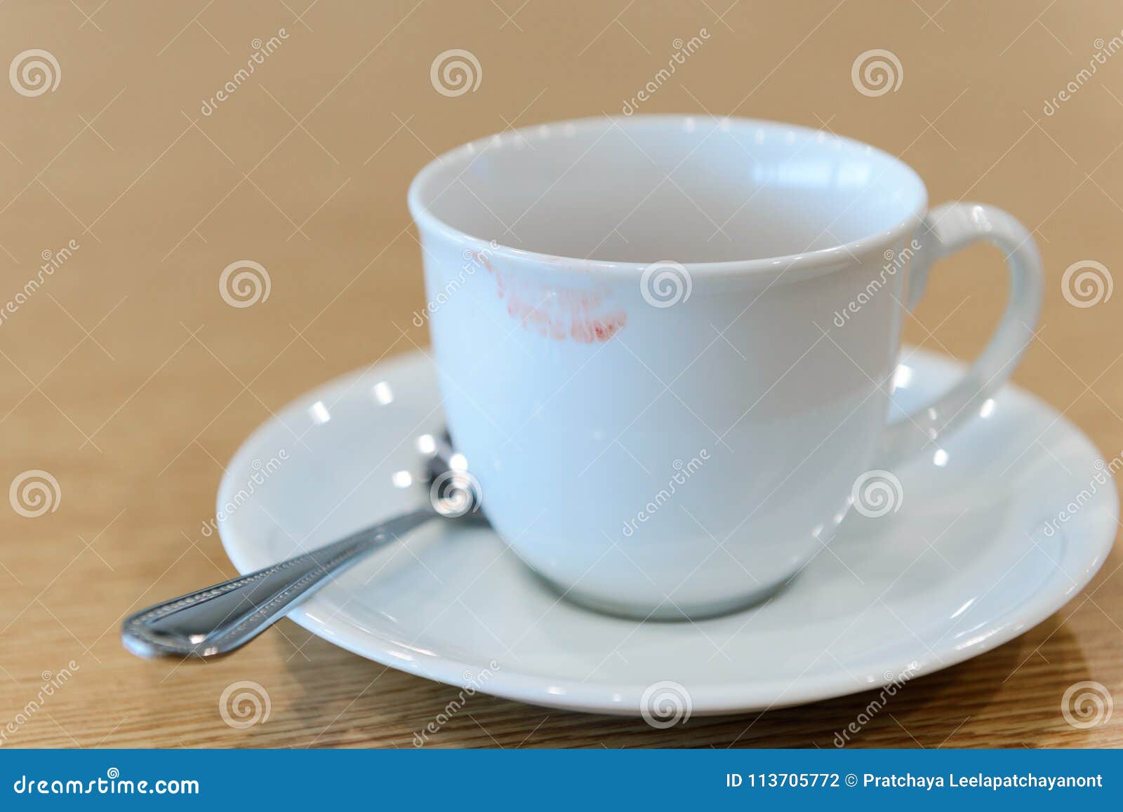 Lipstick Stain from a Woman on Ceramic Coffee Cup Stock Photo Image
