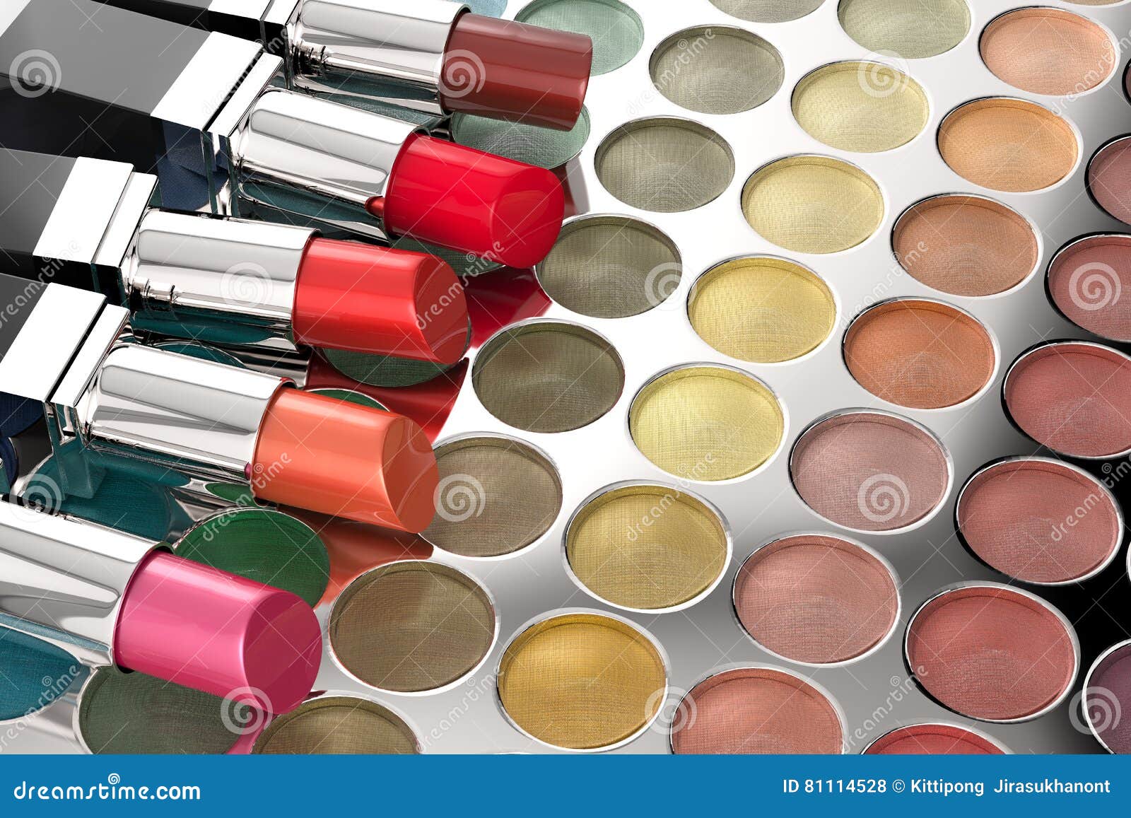 Lipsticks on Eye Shadow Palette Stock Photo Image of fashion, product